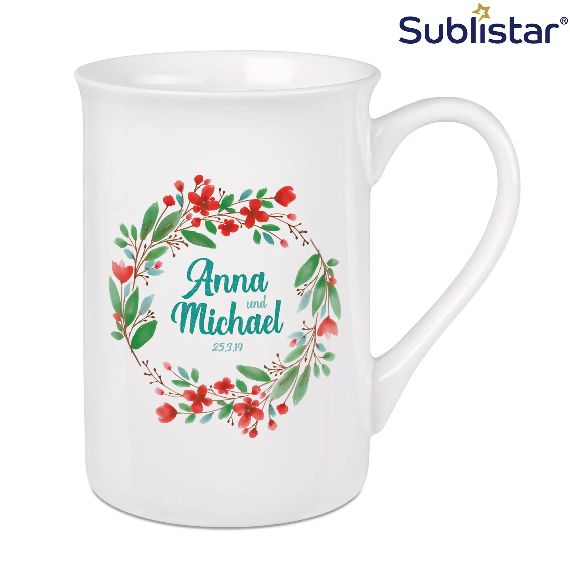 Sublistar® Schlanke Tasse 10oz, Bone China