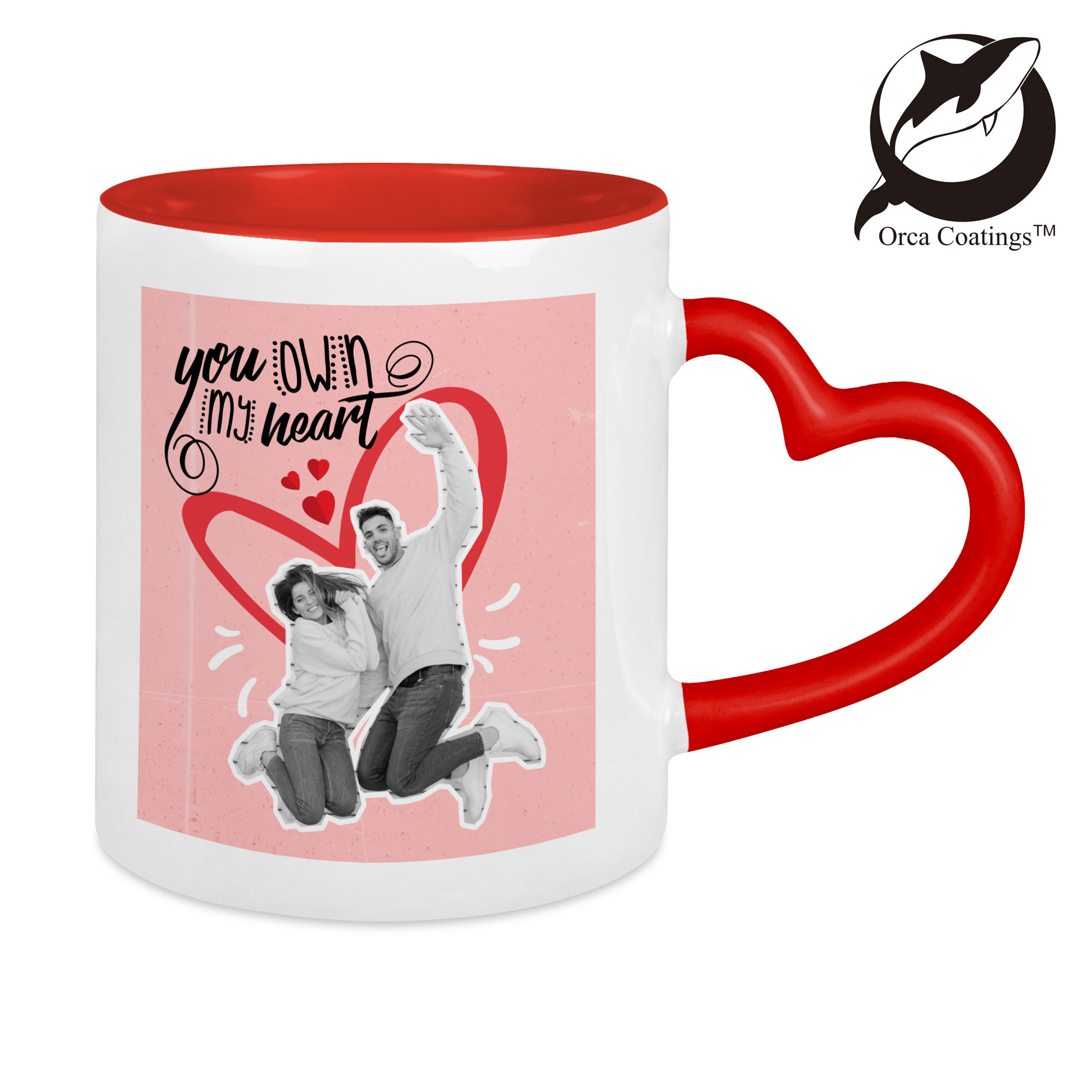 Tasse en céramique TWO TONES & LOVE HANDLE 11oz, Orca™ Coating, diverses couleurs