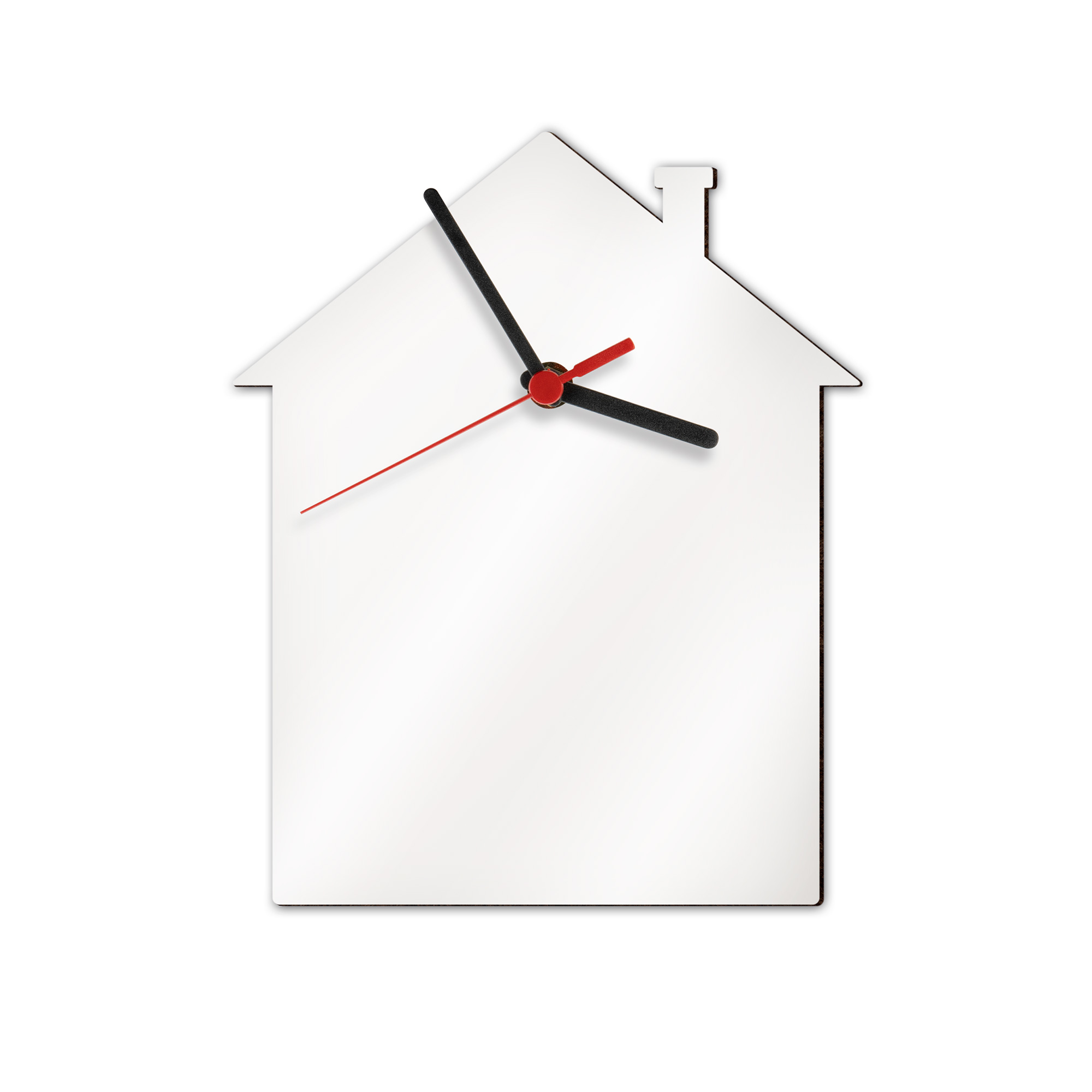 Sublistar® MDF Wanduhr Hausdesign, 23 x 19 cm, 3 mm stark, inkl. Uhrwerk und Zeiger
