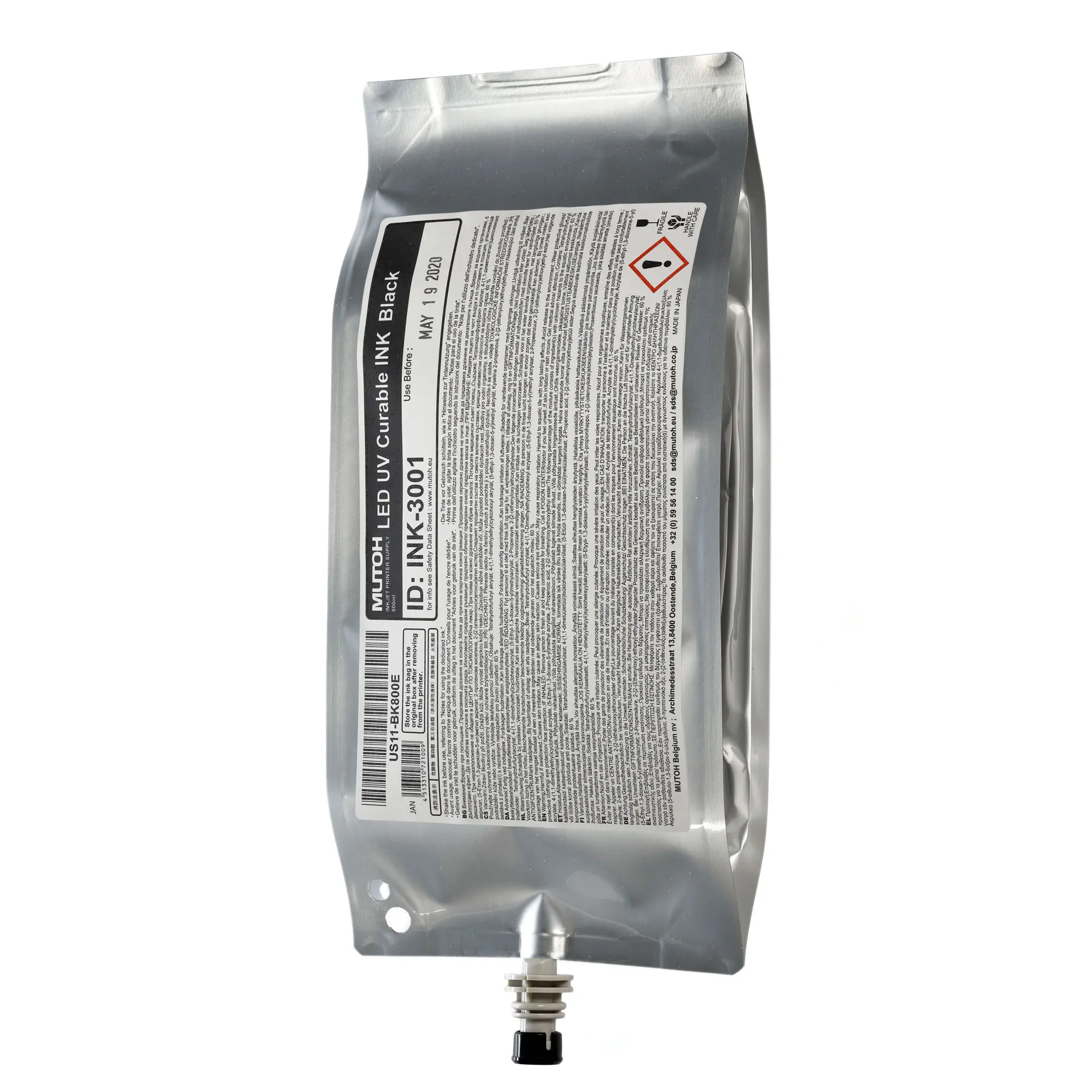 US11 Flex LED UV Ink, various colours, 800 ml ink pack