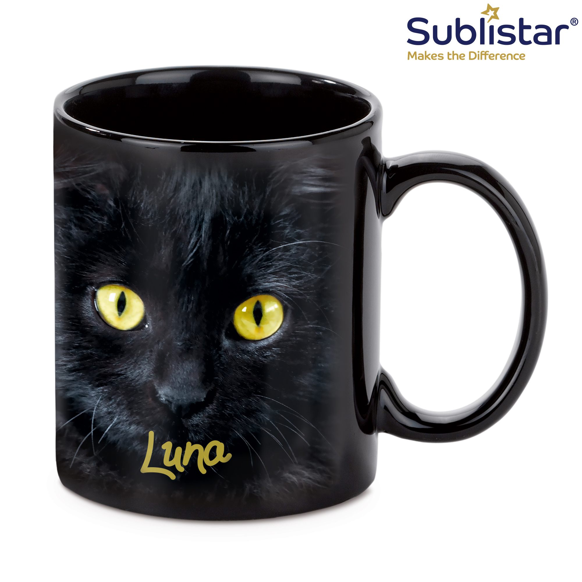 Tasse en céramique noire NORA 11oz, Sublistar®-Coating, lavage main recommandé, 12 pcs./couche, 36 pcs./carton