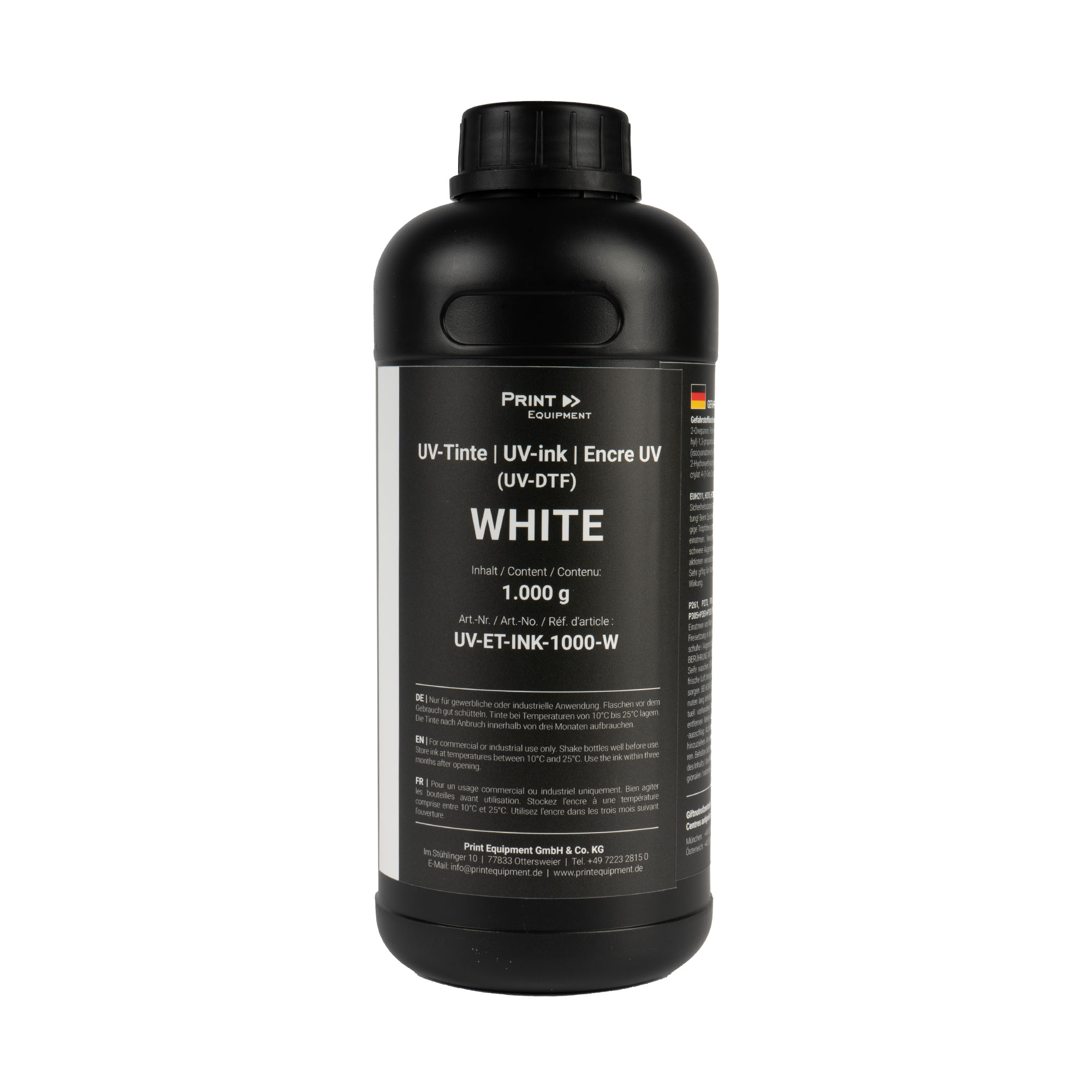 Encre UV pour système d'impression UV-DTF, diverses couleurs, bouteille de 1.000 ml