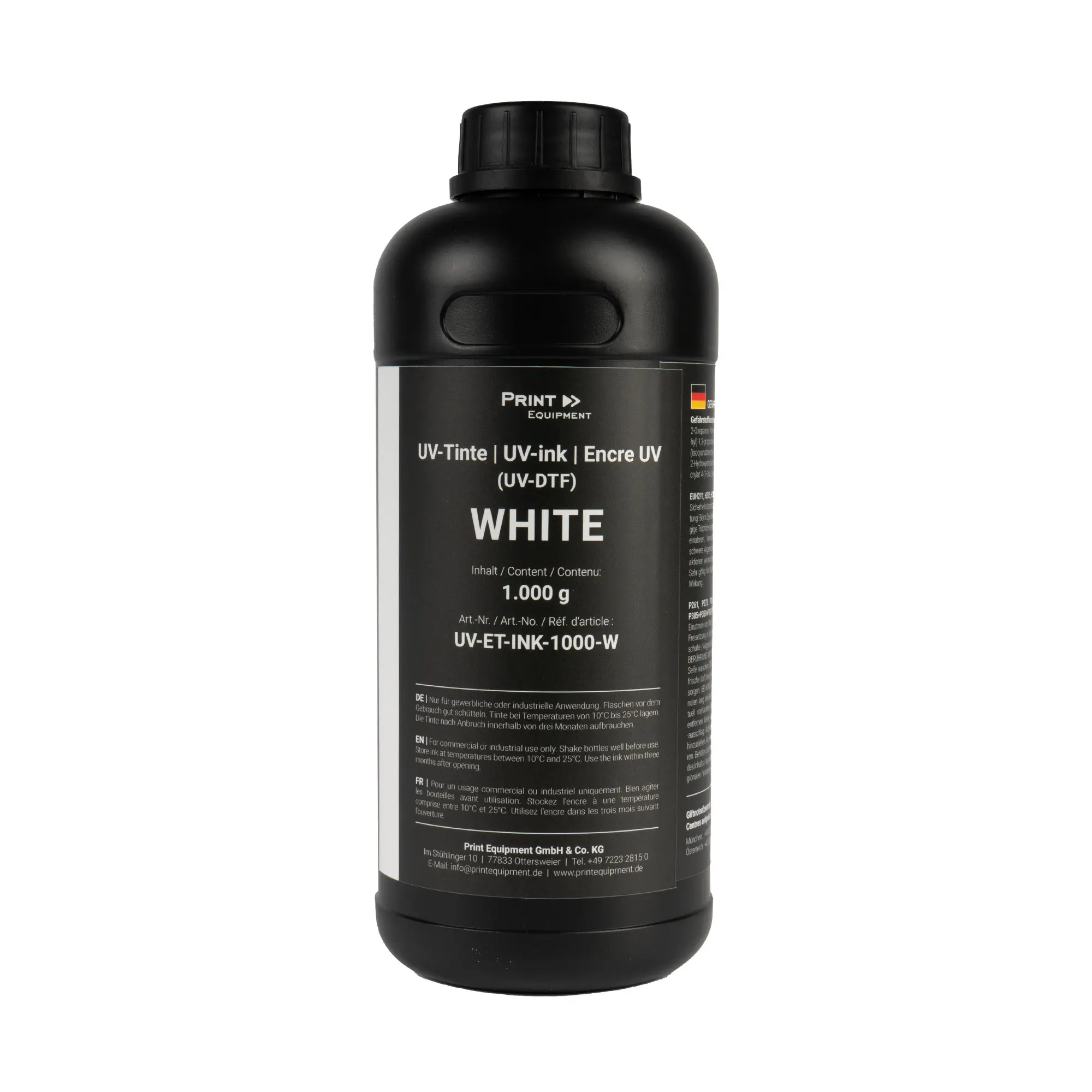 Encre UV pour système d'impression UV-DTF, diverses couleurs, bouteille de 1.000 ml