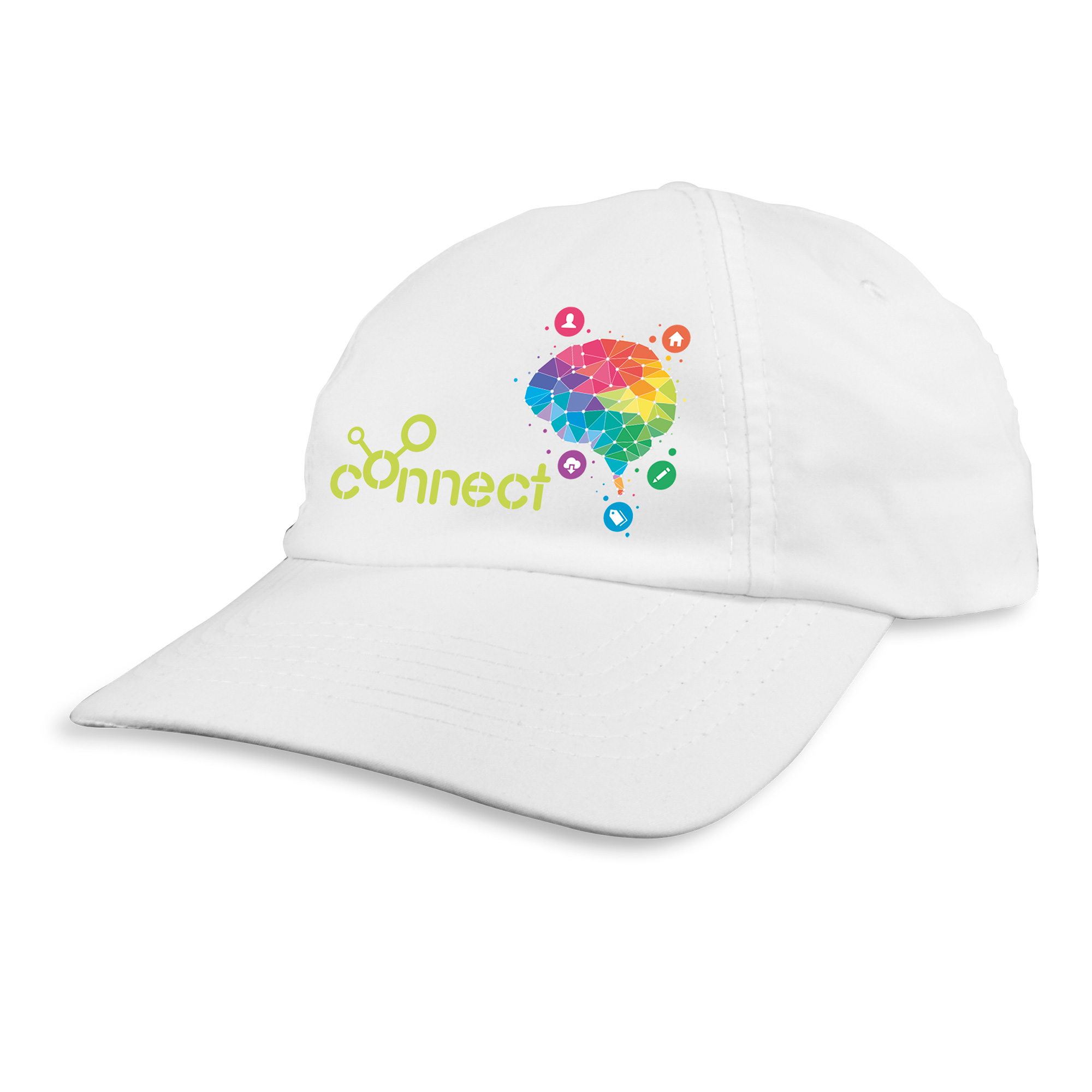 White 5 panel baseball cap, 100% microfibre, colour white, 10 pcs./pack, 200 pcs./carton