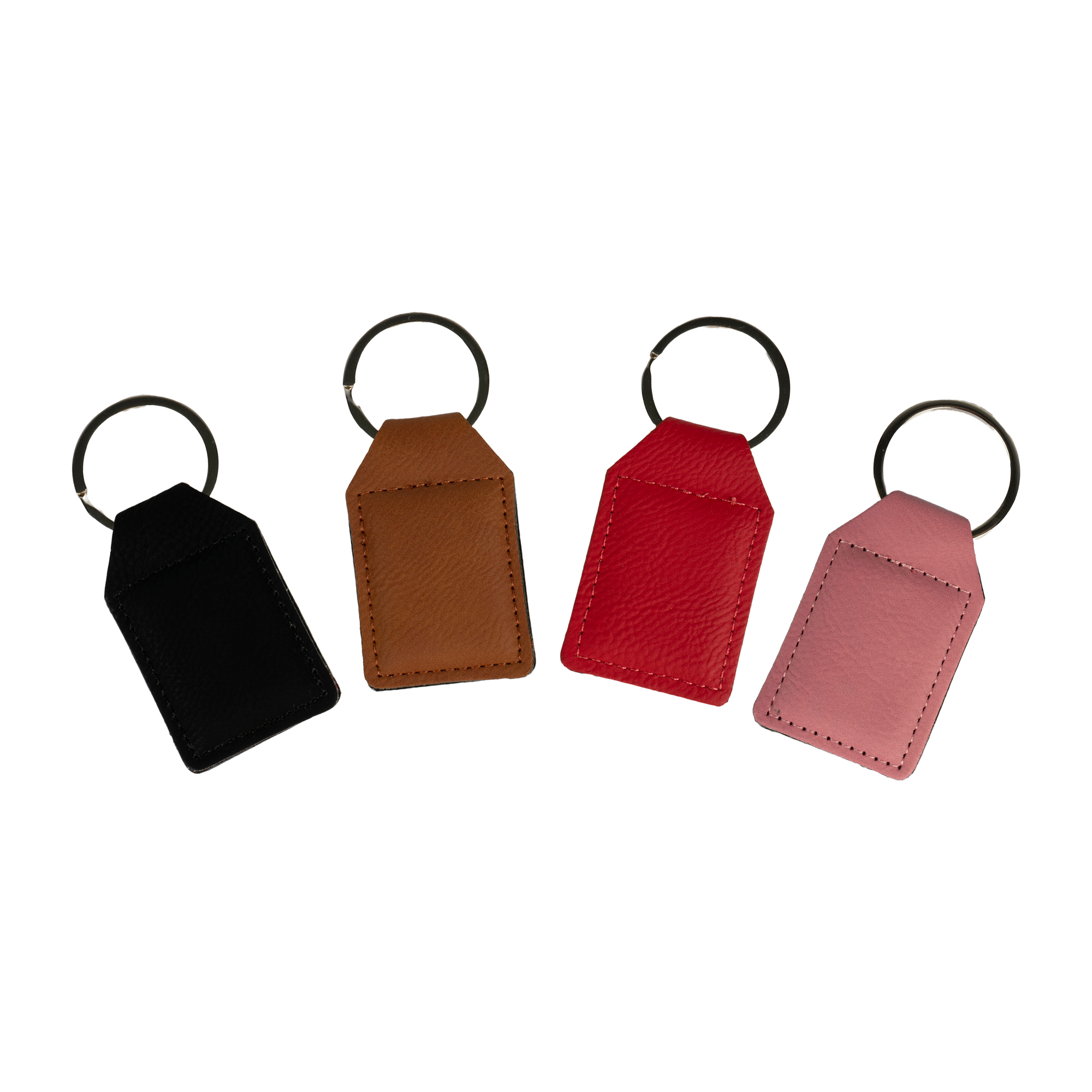 Porte-clés laser rectangulaire en similicuir 35 x 68 mm, div. couleurs