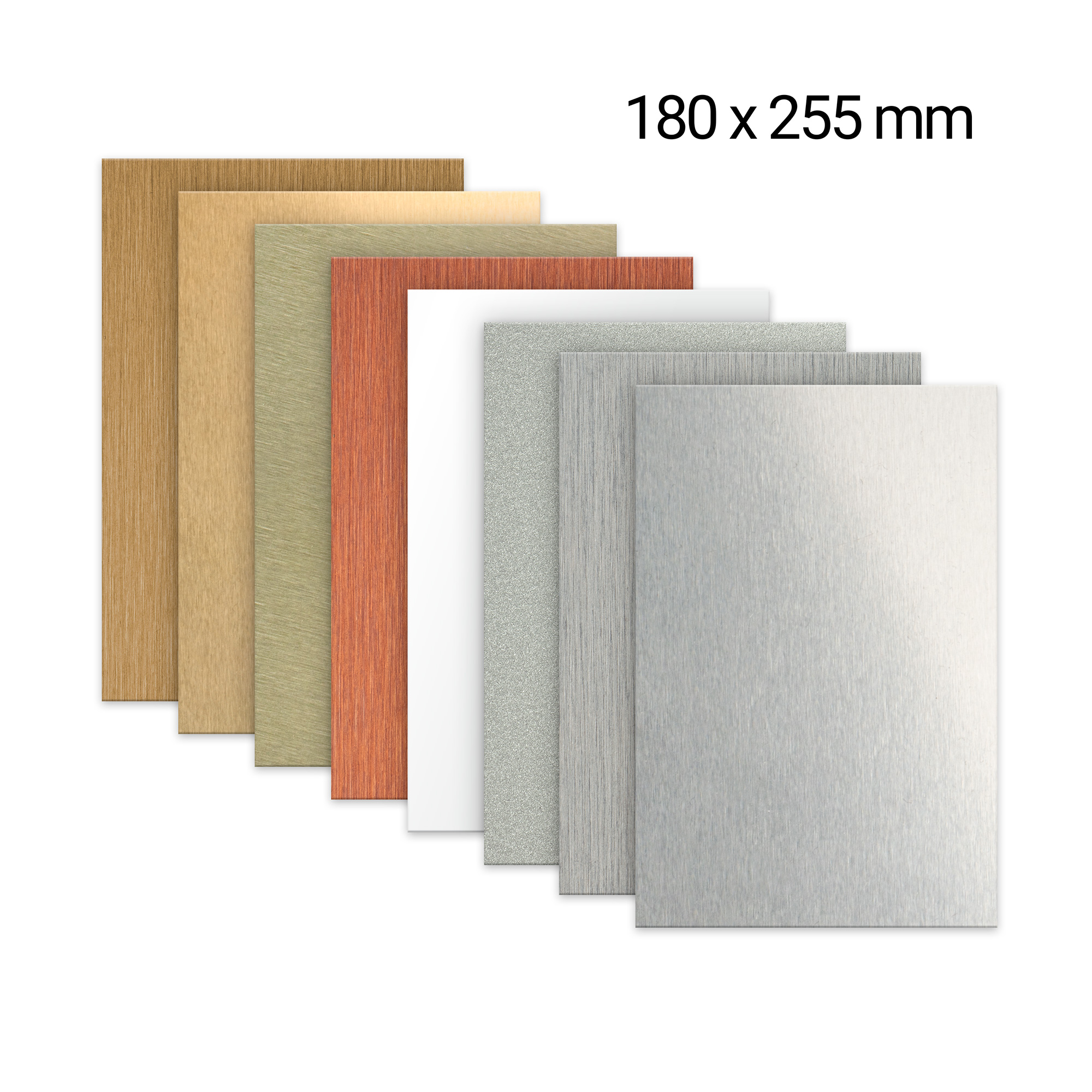 Alu-Tafel 180 x 255 mm, 0,5 mm stark, für Holztafel 228, div. Farben