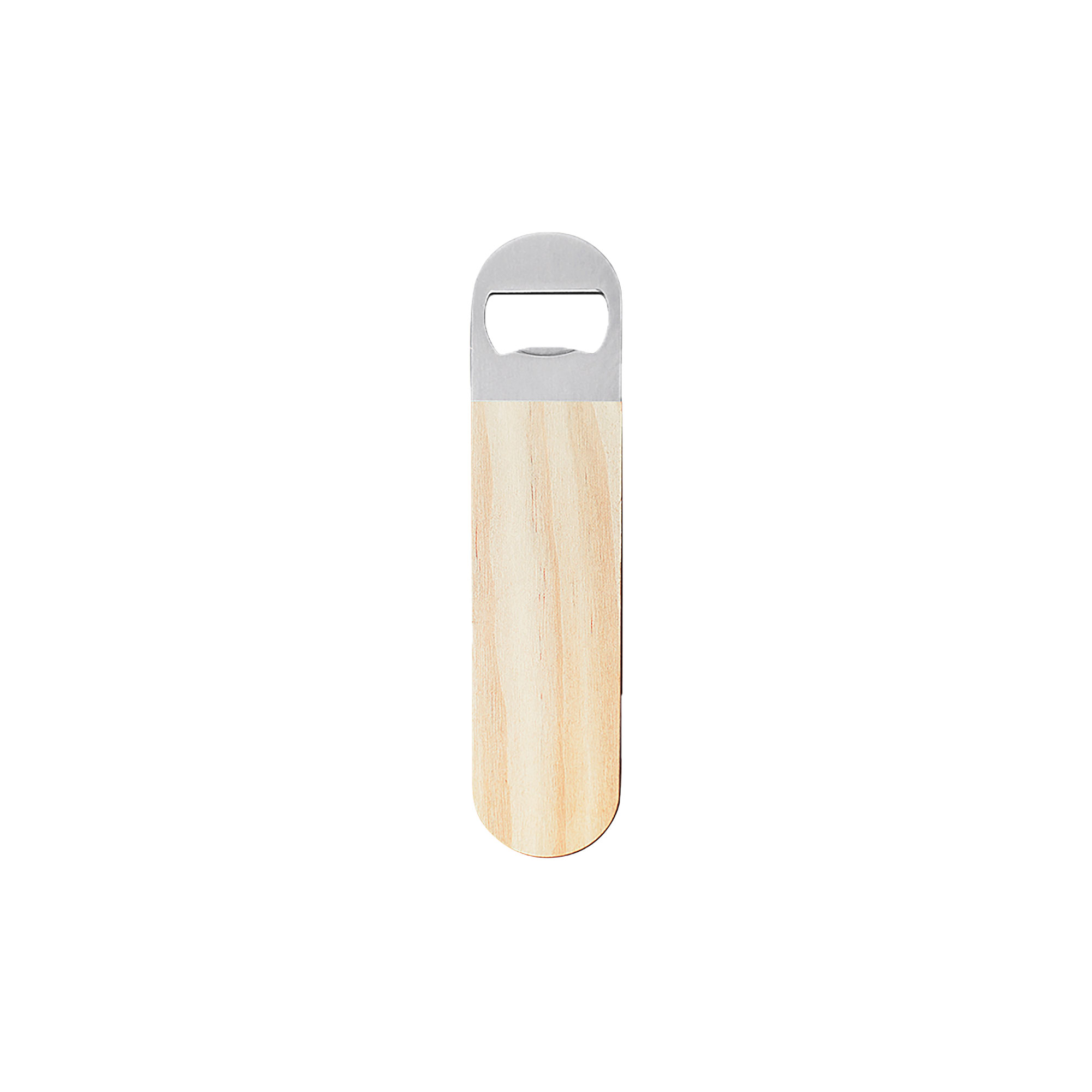 Flaschenöffner mit Holzgriff 174 x 40 x 8 mm, einseitig bedruckbar, Farbe Natur mit Holzmaserung, 100 St./Karton