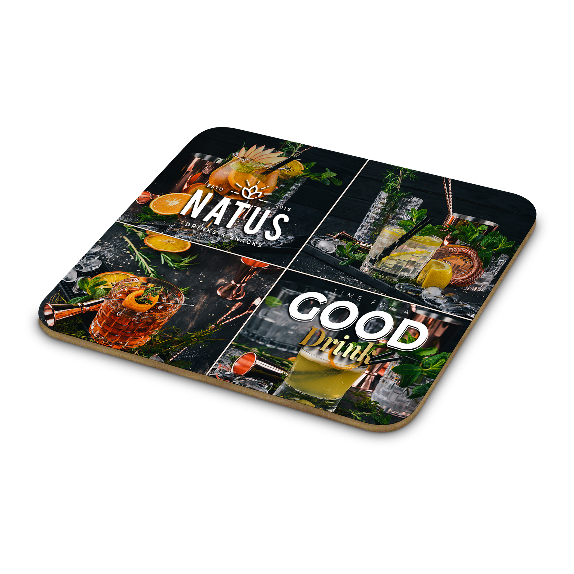 Sublistar® Hardboard coaster, 100 x 100 x 3 mm white-glossy with strongly rounded corners, 60 pcs,/pack, 240 pcs,/carton
