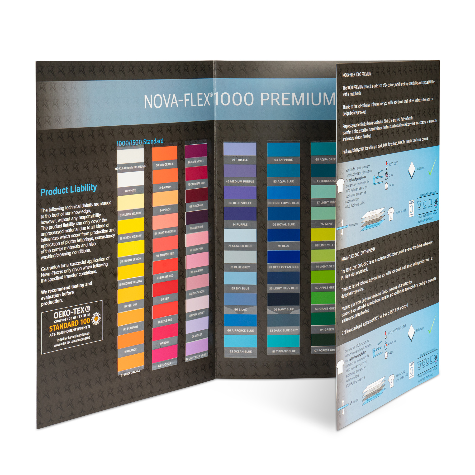Farbkarte Nova-Flex 1000, 1500, mit Echtfolienmuster