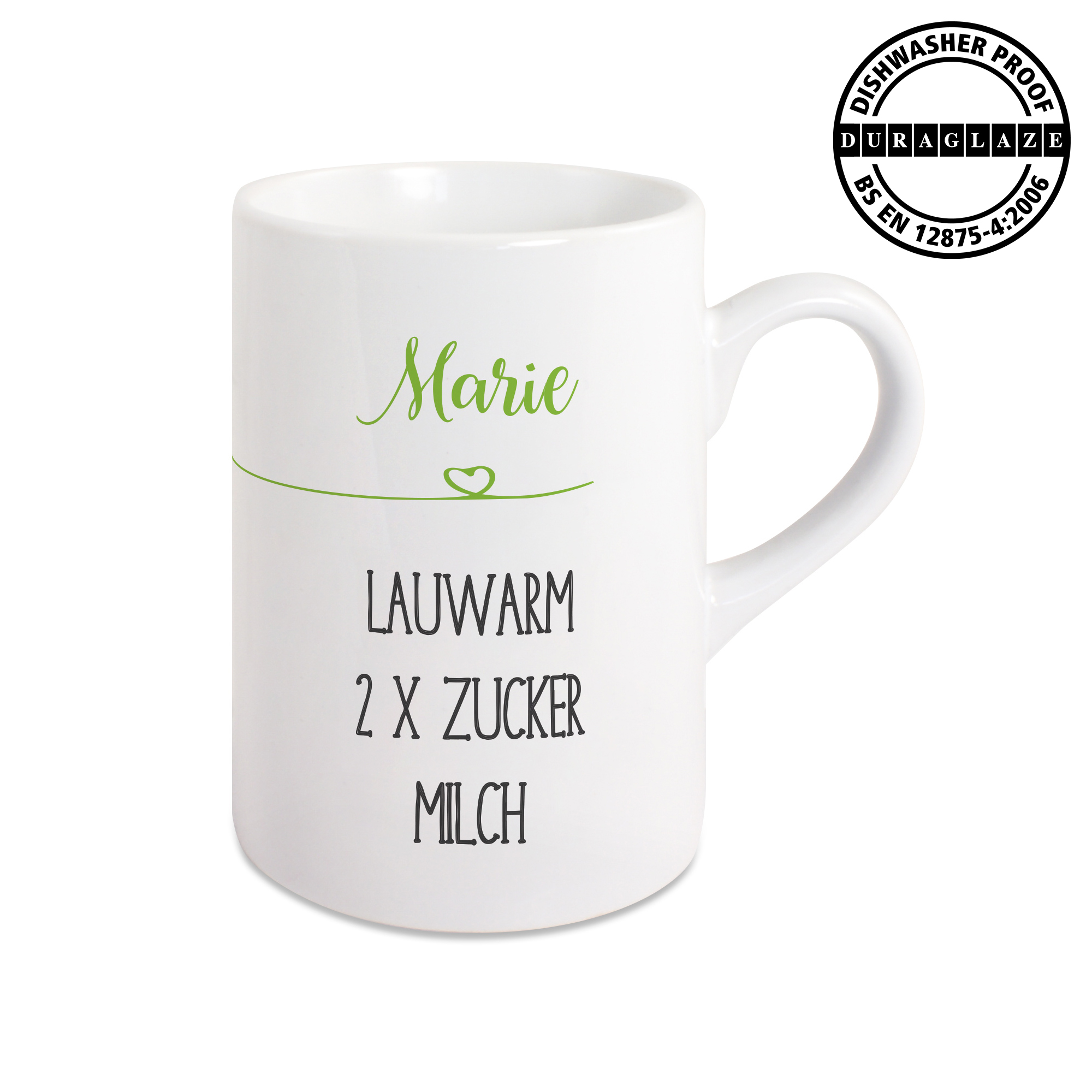 Tasse mince en céramique STEFFI 10oz, DURAGLAZE, résistante au lave-vaisselle, 12 pcs./couche, 36 pcs./carton