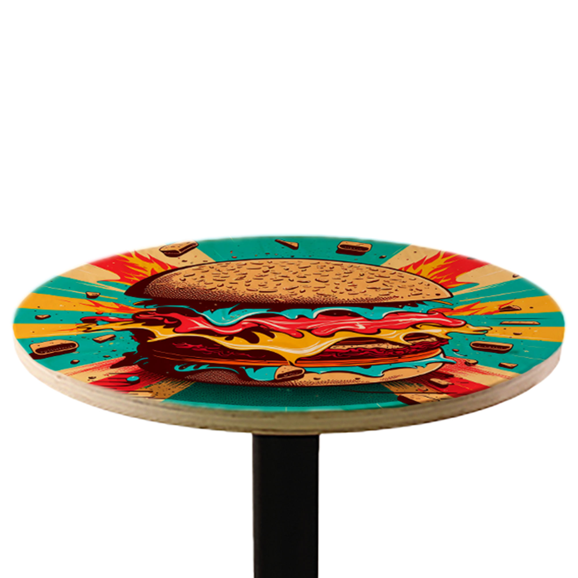 Plateau de table en bois massif Ø 58 cm, 24 mm d'épaisseur, couleur naturelle avec veines de bois, div. versions