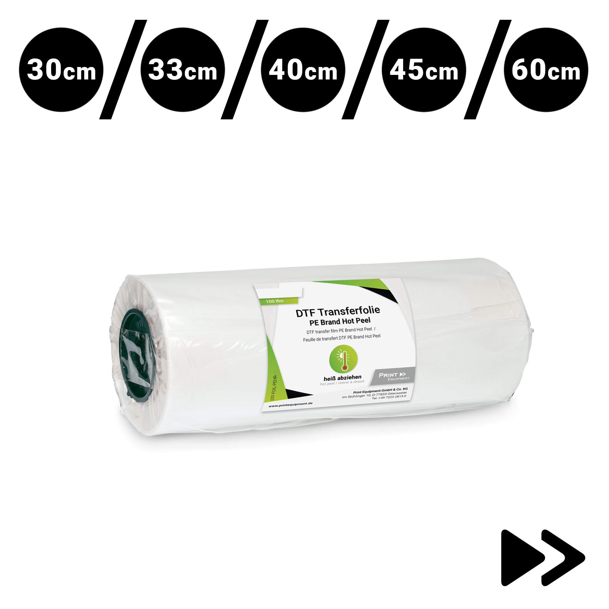 DTF Transferfolie PE Brand Hot Peel / Double Coated Matt, div. Ausführungen