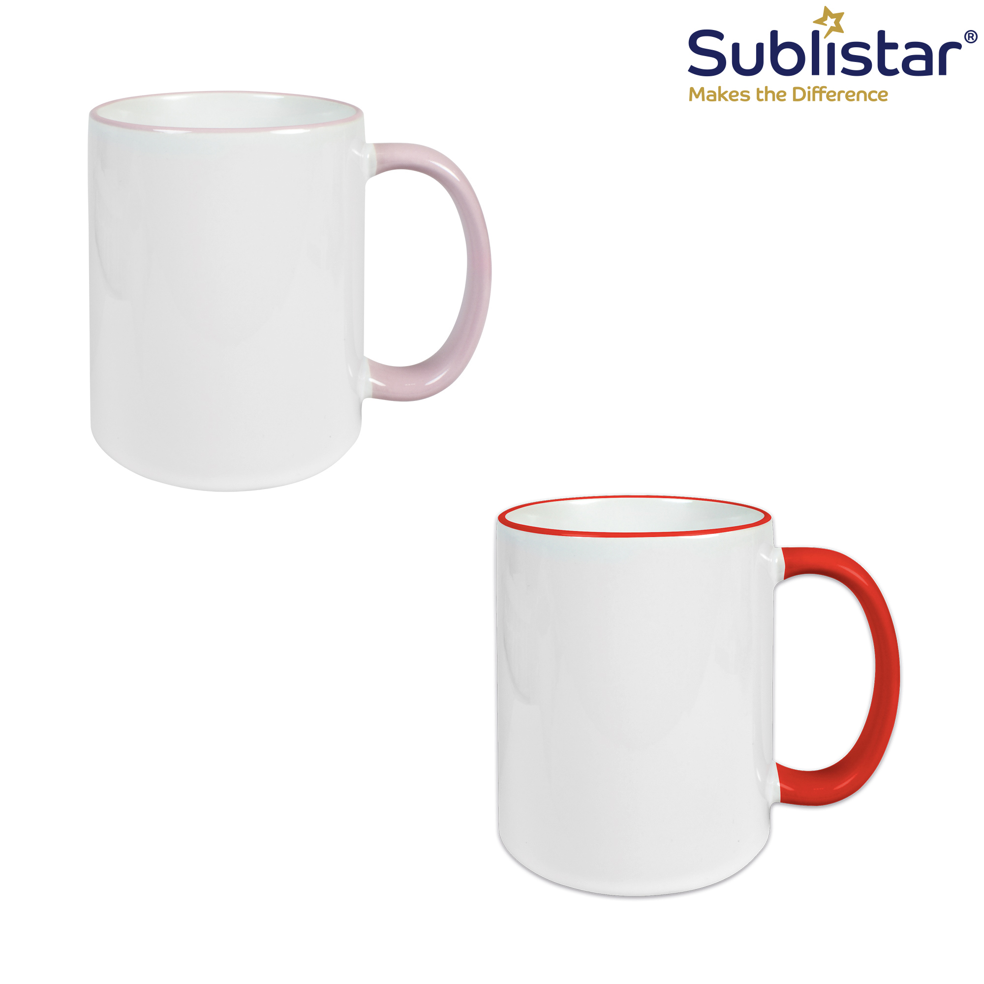 Keramiktasse RIM & HANDLE 11oz, Sublistar®-Coating, div. Farben