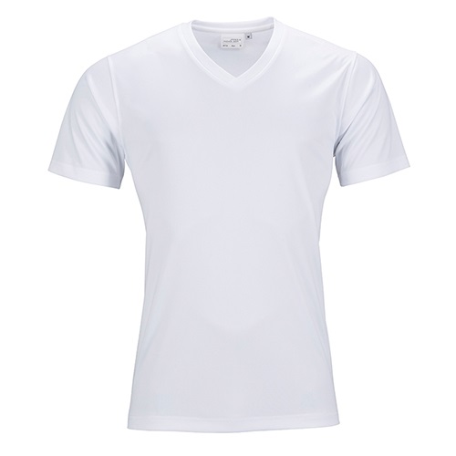 T-shirt actif homme, col V, couleur White, divers tailles