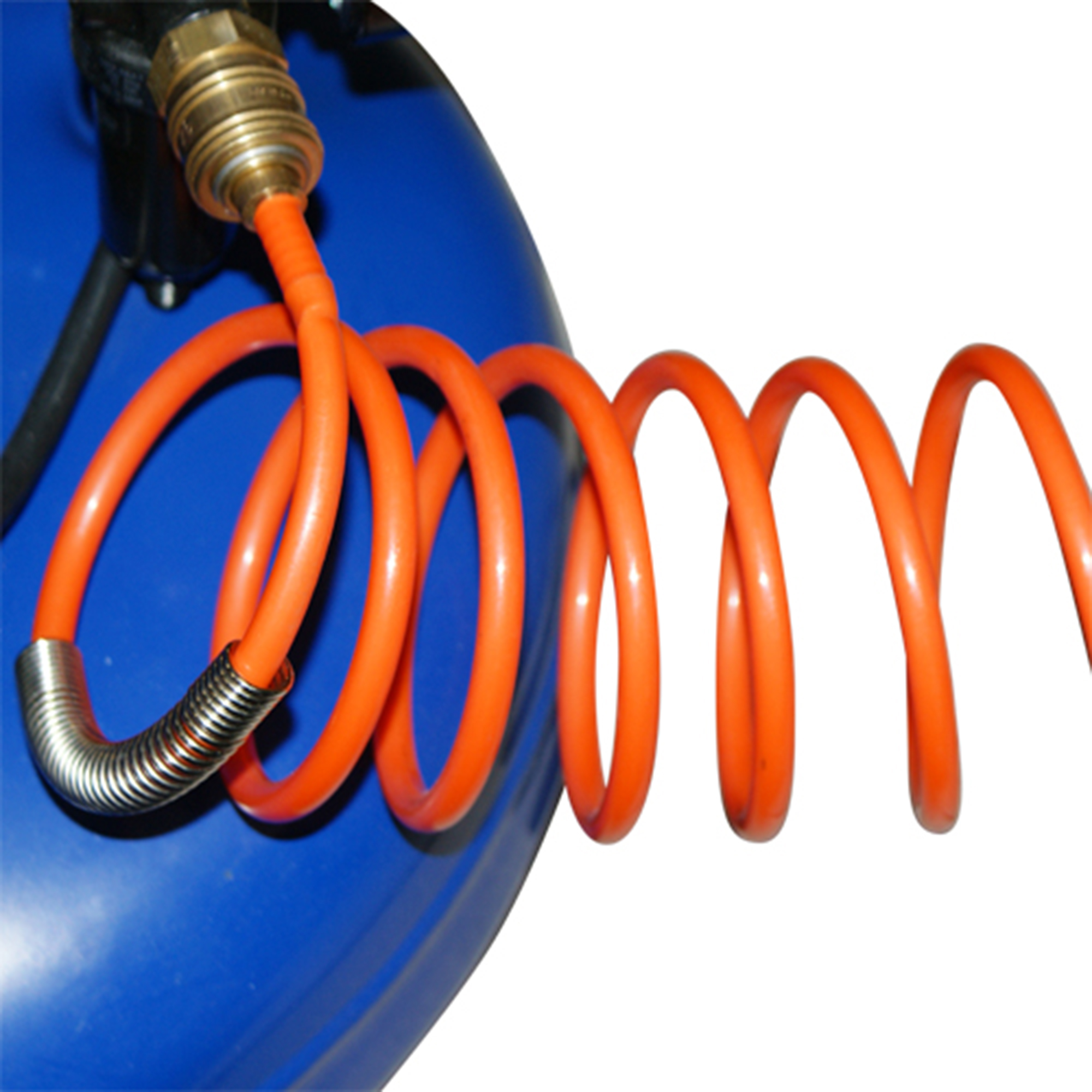 Spiralschlauch 6 x 8 mm, Arbeitslänge 4 Meter, mit Kupplung und Stecknippel