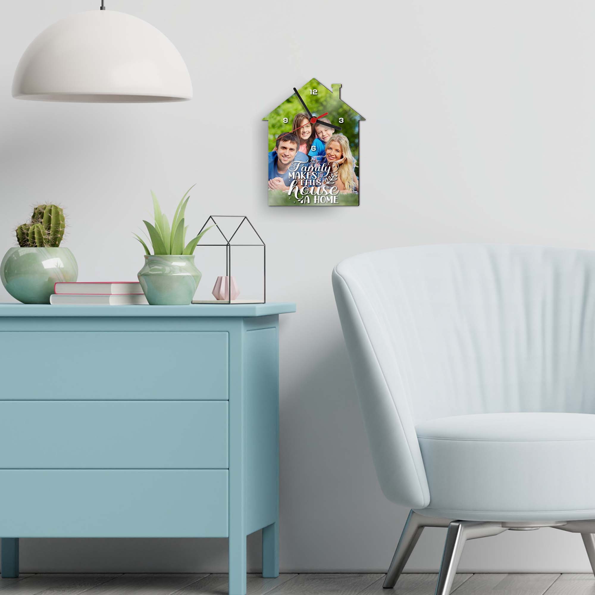 Horloge murale Sublistar® en MDF, modèle maison, 23 x 19 cm, 3 mm d'épaisseur, horloge et aiguilles incluses