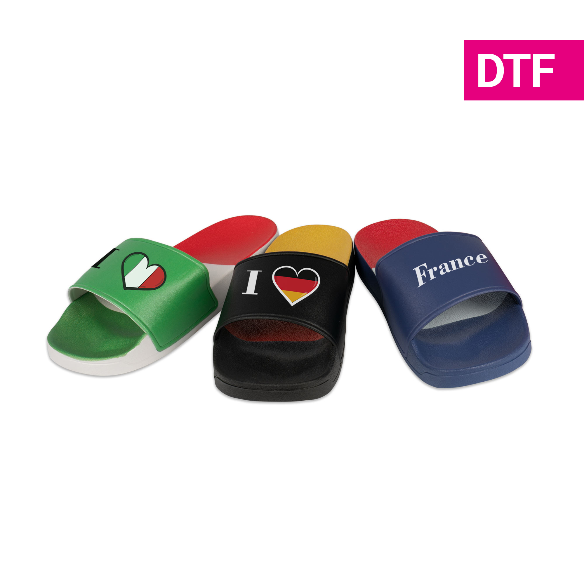 Badelatschen mit bedruckbarer Lasche (für DTF), Europa, div. Länderfarben und Größen