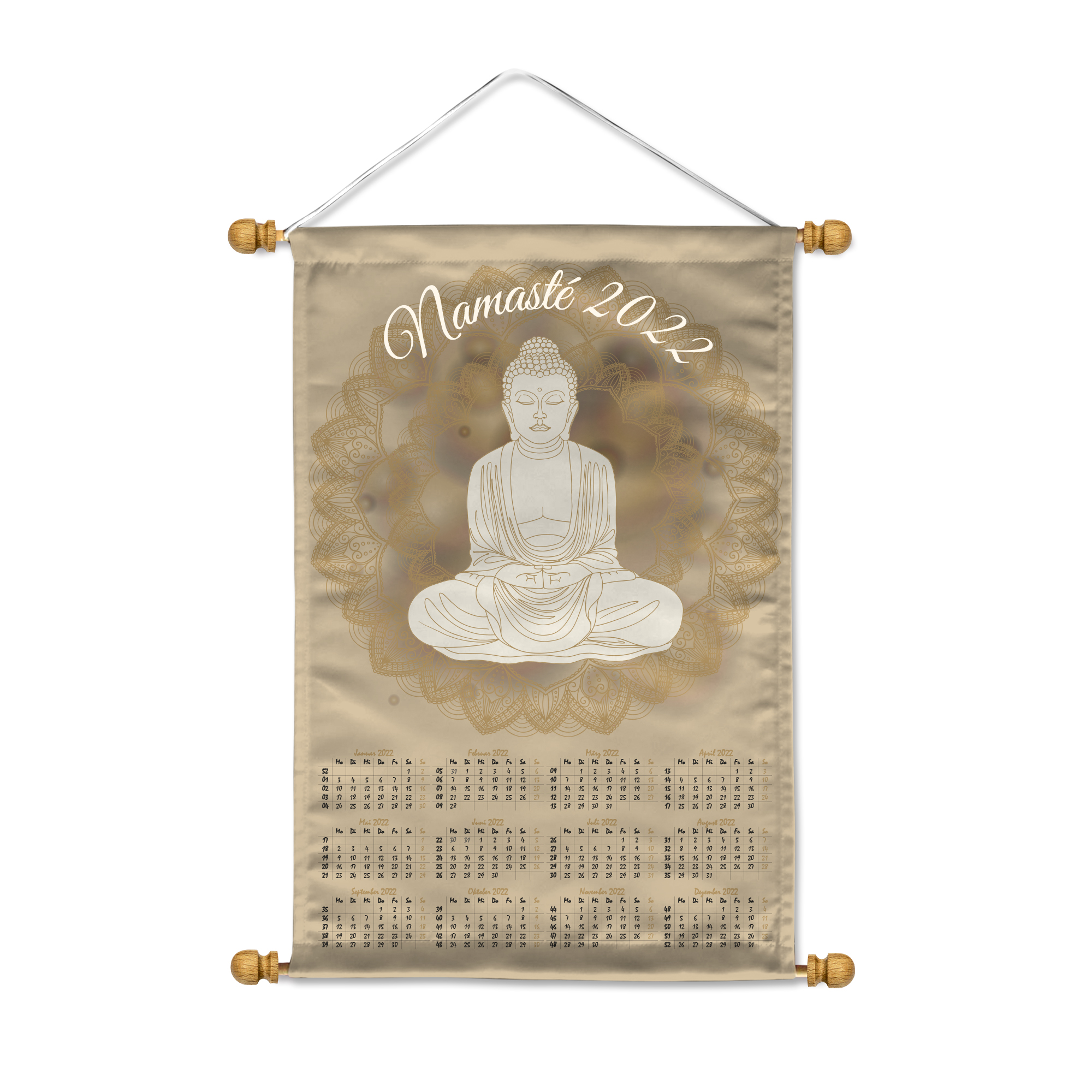Sublistar® Wandbehang/Wandkalender inkl. Querstangen und Kordel, Größe 36 x 55 cm