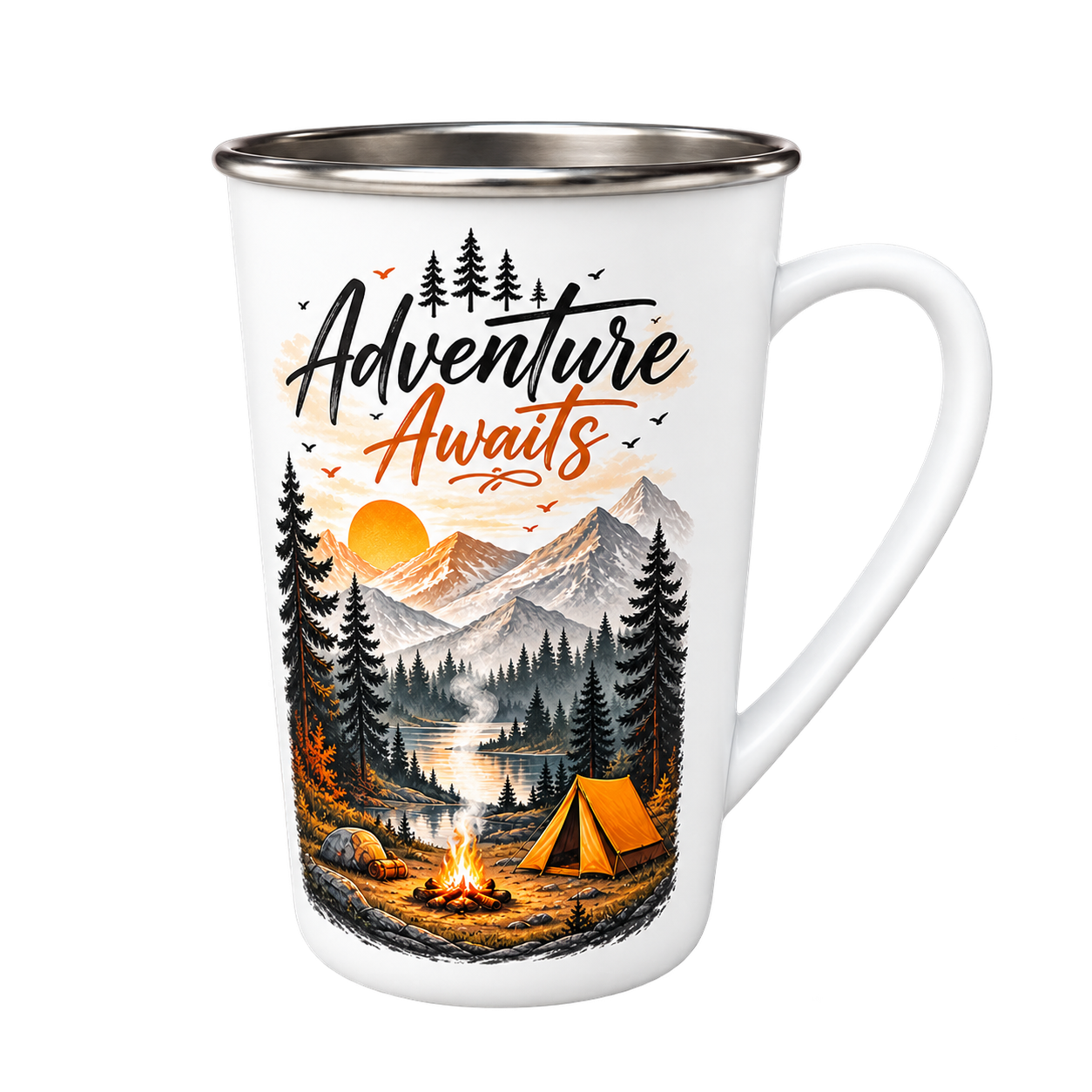Mug en inox en forme conique 17oz, revêtu de plastique, blanc, lavage main recommandé, 48 pcs./carton