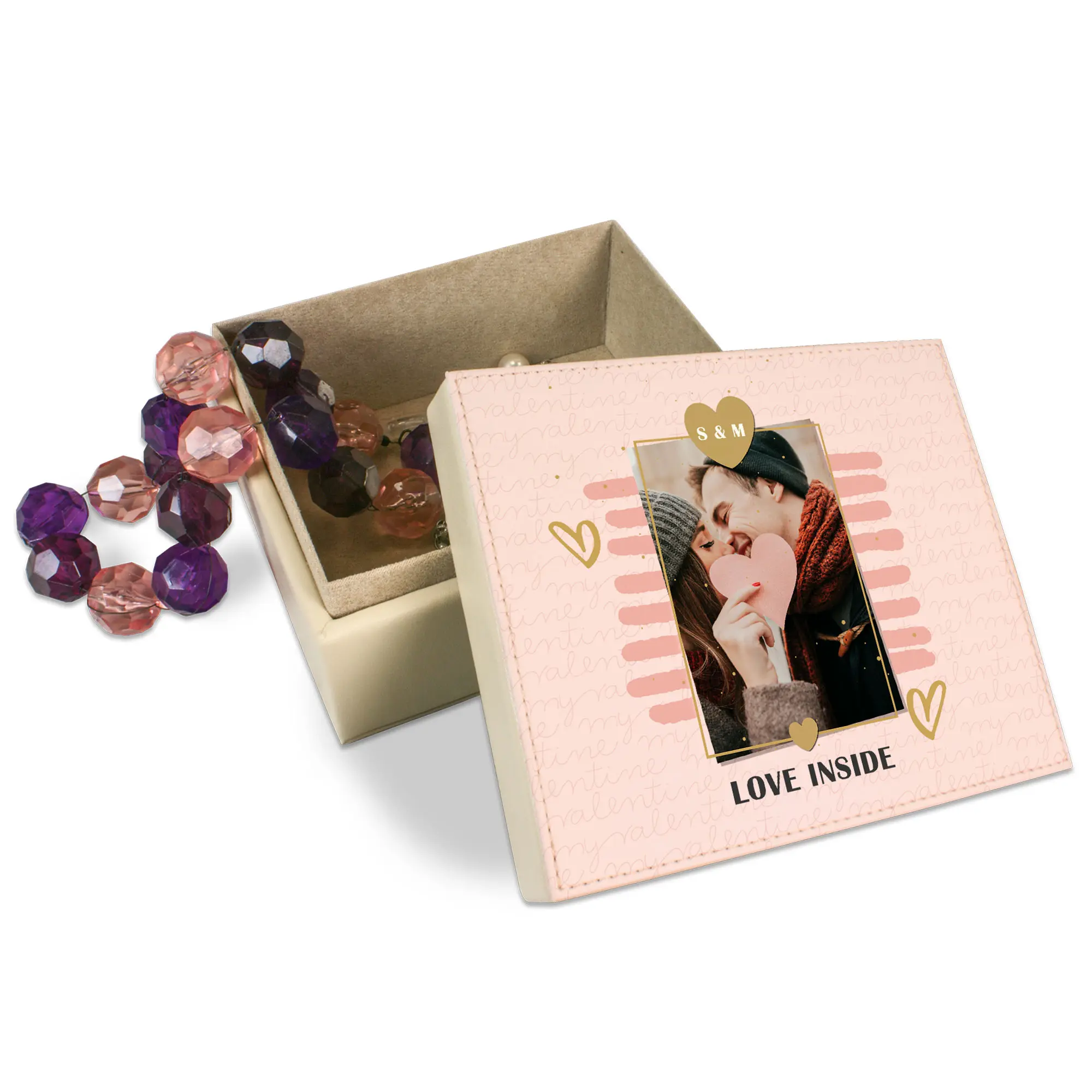 Subli Leather, Schmuckkästchen aus Kunstleder, Farbe Beige, Größe 150 x 125 x 80 mm, 1 St./Pack, 30 St./Karton