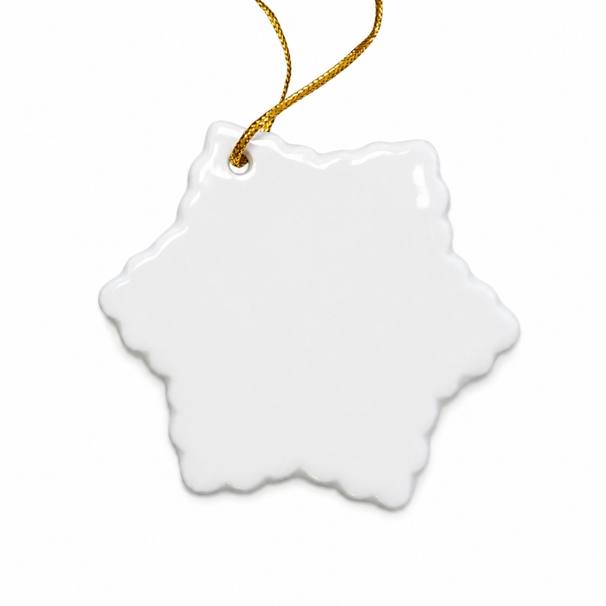 Ceramic Ornament, incl. Gold Cord, 76 x 76 mm, Printable on Both Sides, 100 sets/carton