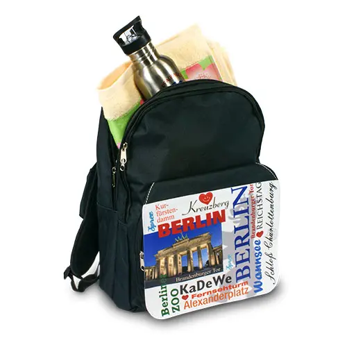 Allrounder-Rucksack mit wechselbarer Lasche,  Schwarz, Größe (BxHxT) 300 x 450 x 170 mm,  15 St./Karton