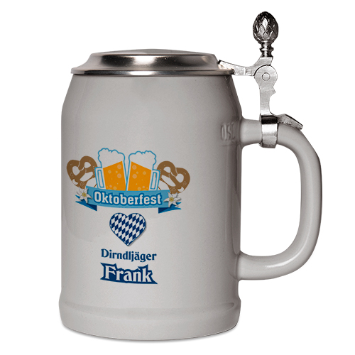 Bierkrug Upper Class RADLER 500 ml, Farbe Dunkelgrau mit Zinndeckel