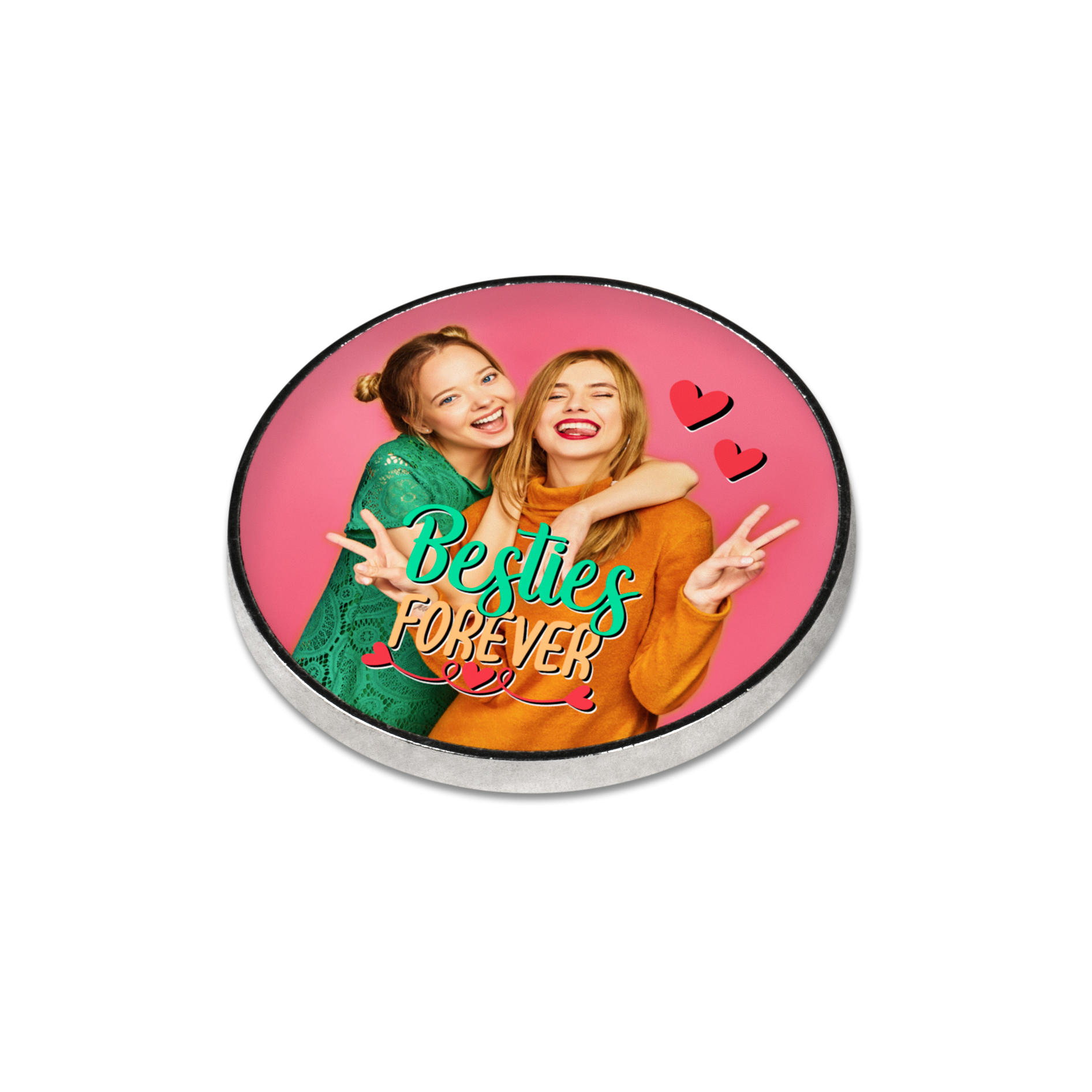 Aimant métallique argenté avec insert en aluminium blanc imprimable, différentes versions