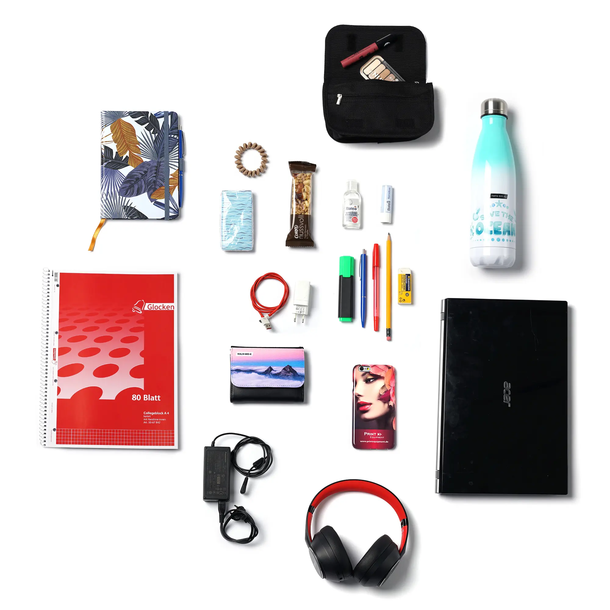 Sublistar® Schultertasche REPORTER mit wechselbarer Frontlasche, Schwarz