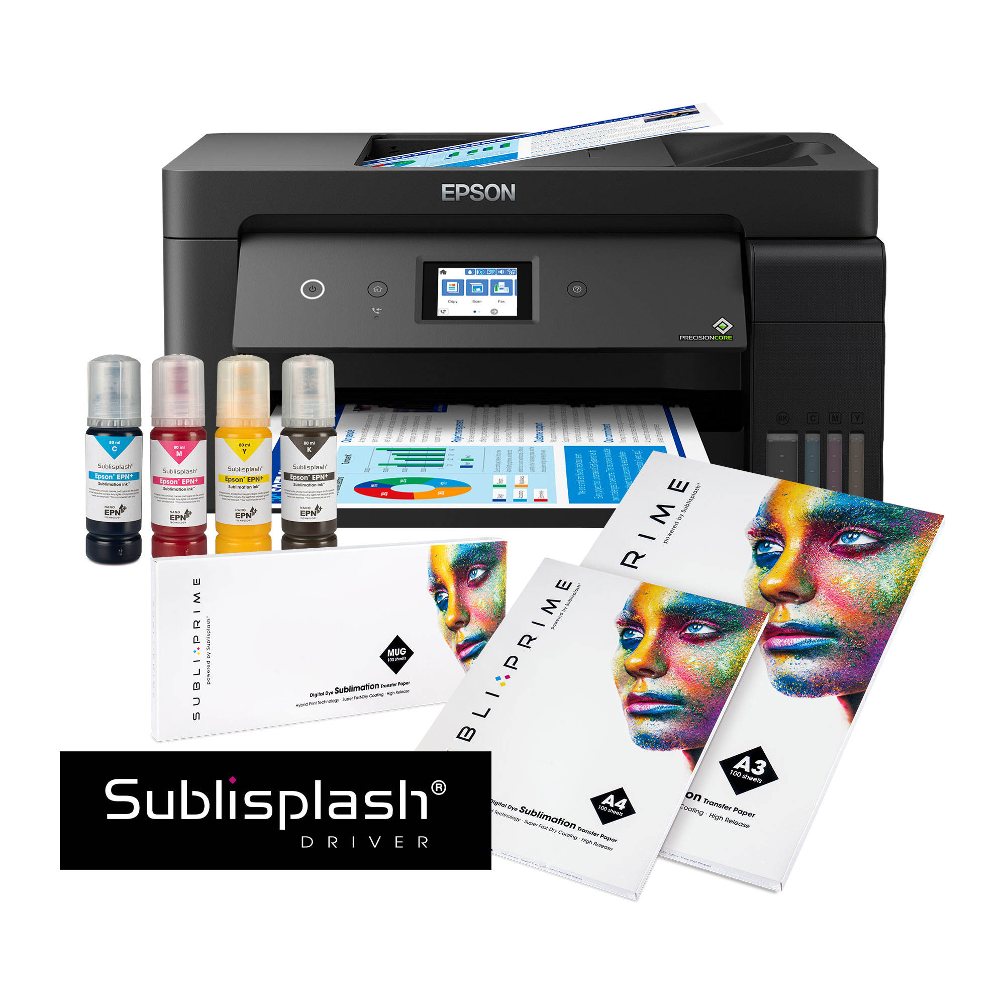 Startpaket Epson EcoTank Tintenstrahldrucker, Format DIN A3+, bestehend aus: