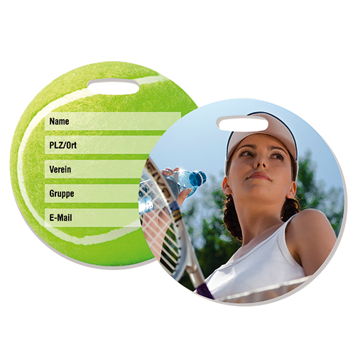 UNISUB etiquette à bagage rond Ø 100 mm, imprimable recto-verso, couleur blanc brillant, 50 pcs./carton