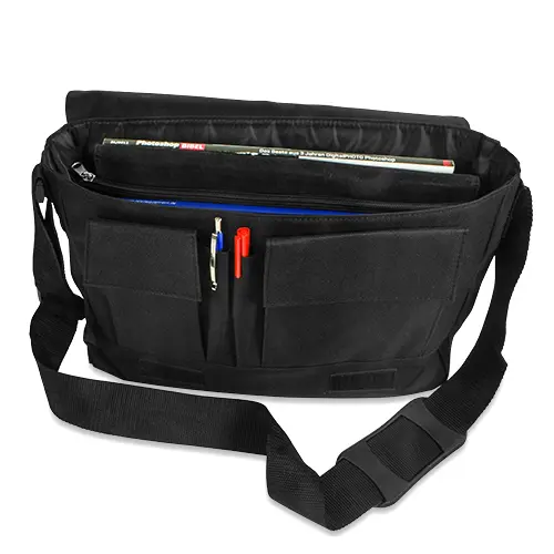 Sublistar® Schultertasche REPORTER mit wechselbarer Frontlasche, Schwarz