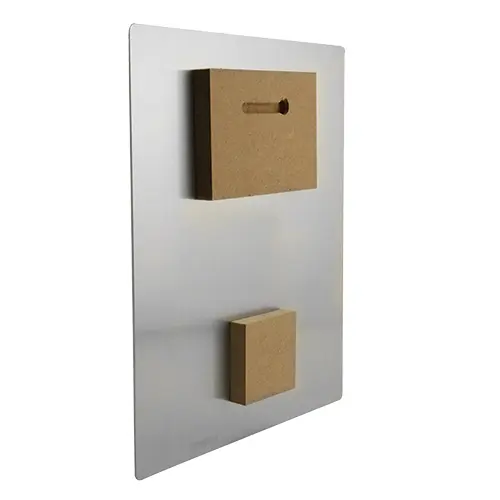 MDF Abstandshalter für ChromaLuxe Alu-Fototafeln, Größe 50,8 x 50,8 mm, 76,2 x 101,6 x 12,7 mm