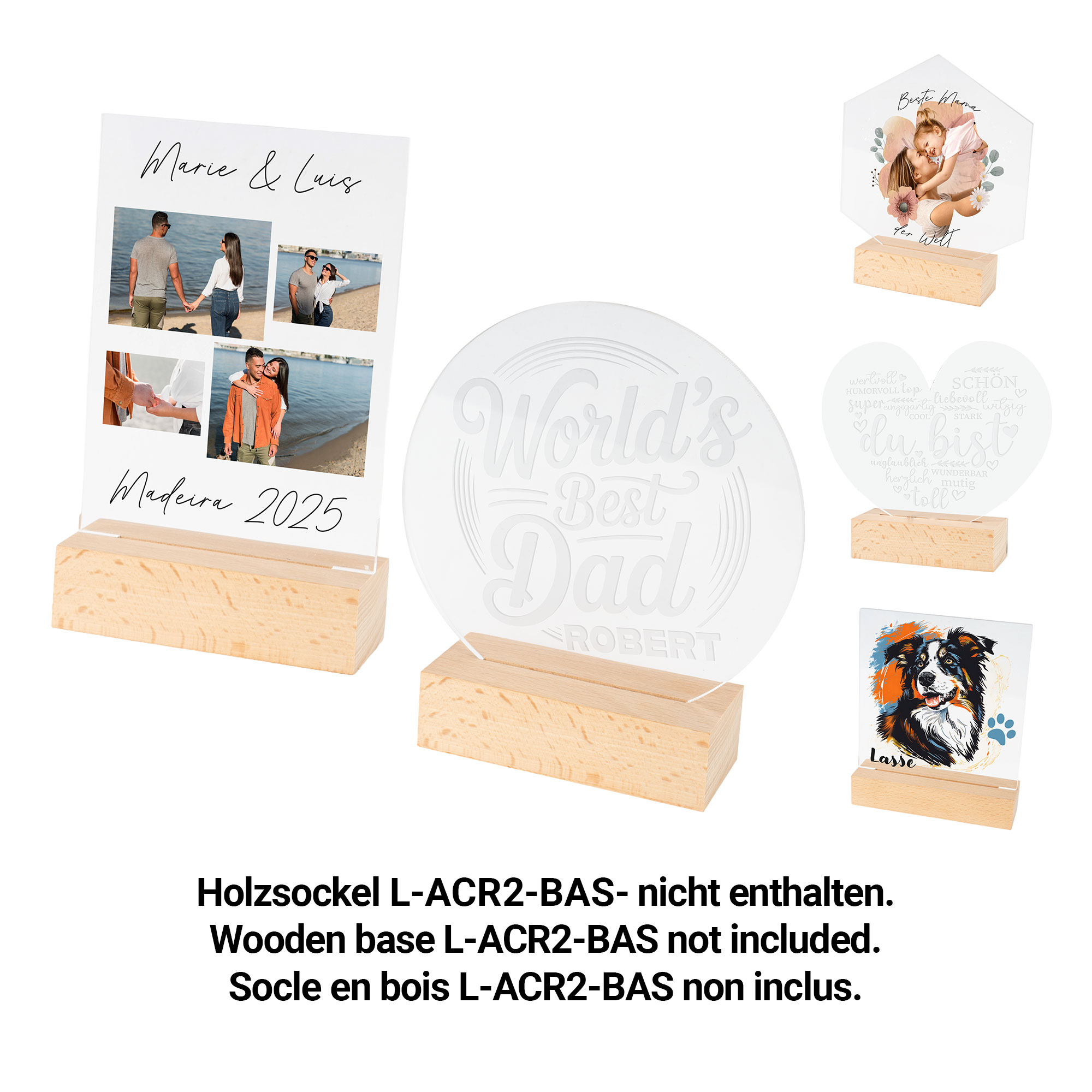 Acrylic panel suitable for wooden base L-ACR2-BAS- 