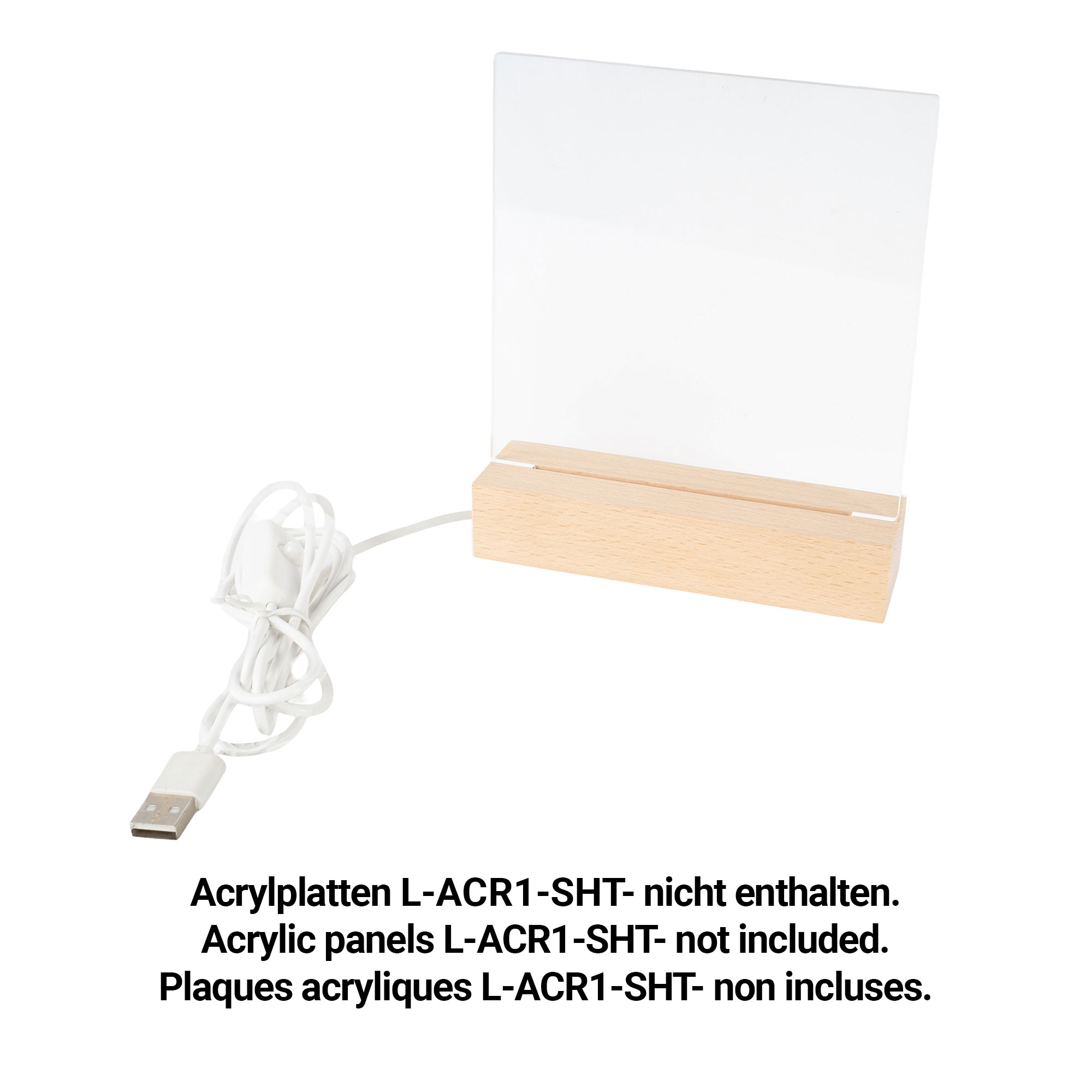 Holzsockel für Acrylplatten L-ACR1-SHT-, div. Ausführungen