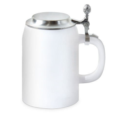Bierkrug Upper Class RADLER 500 ml, Farbe Weiß mit Zinndeckel