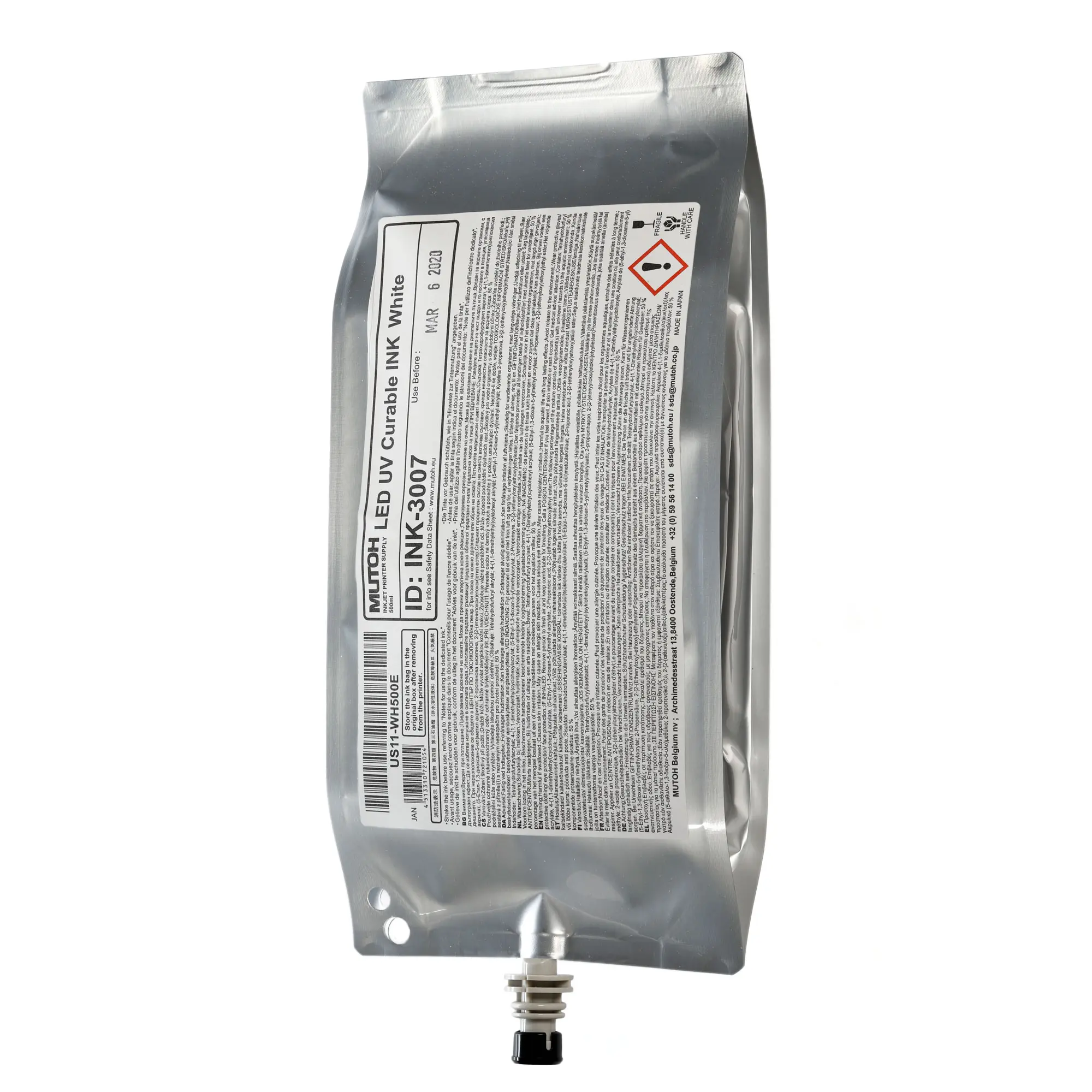 US11 Flex LED UV Ink, White, 500 ml ink pack