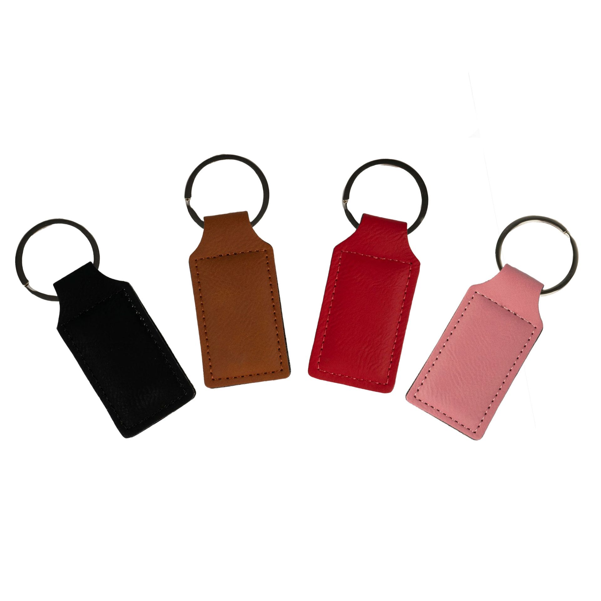 Porte-clés laser rectangulaire en similicuir 35 x 68 mm, div. couleurs