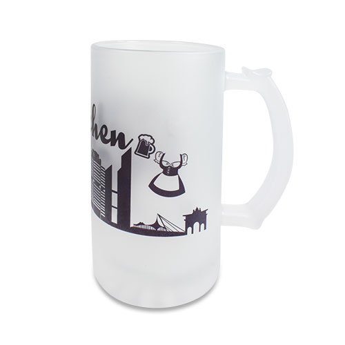 Chope à bière en verre, 16oz, extérieur satiné, lavage main recommandé, 2 pcs./pack, 24 pcs./carton