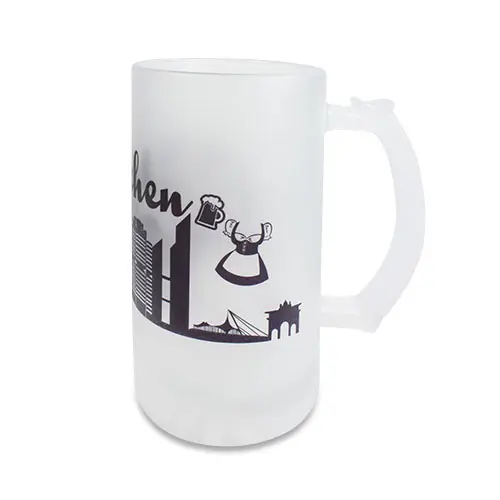 Glasbierkrug 16oz, außen satiniert, Handspülung empfohlen, 2 St./Pack, 24 St./Karton