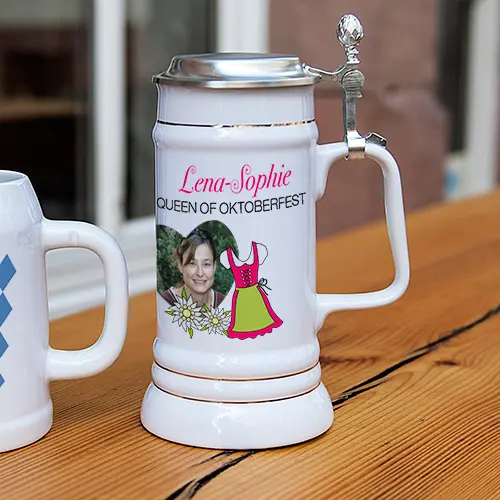 Bierkrug Upper Class STÄNDEKRUG 700 ml, Farbe Weiß mit Zinndeckel