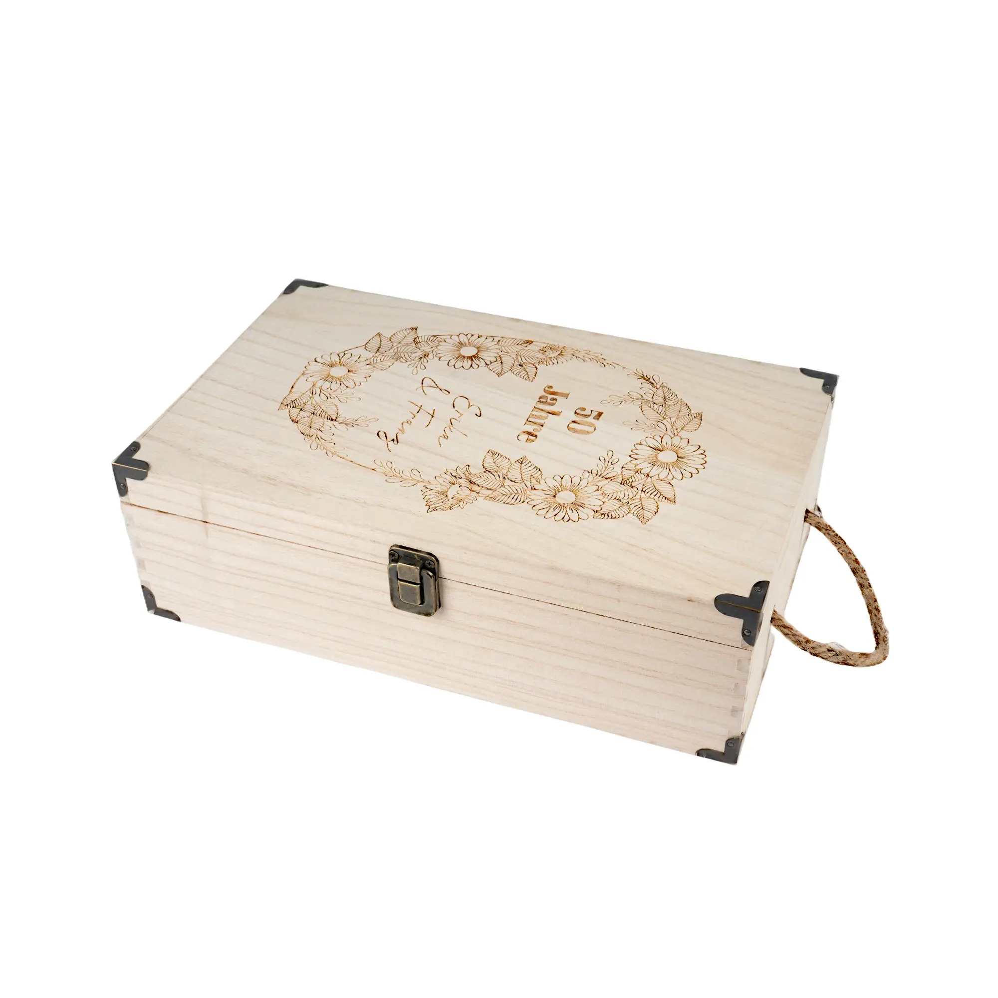 Boîte en bois pour une bouteille de vin/champagne pour gravure UV et laser 