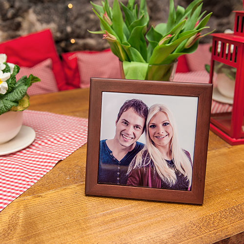 Cadre en bois foncé, taille 195 x 195 mm, pour carrelage 152 x 152 mm, 100 pcs./carton