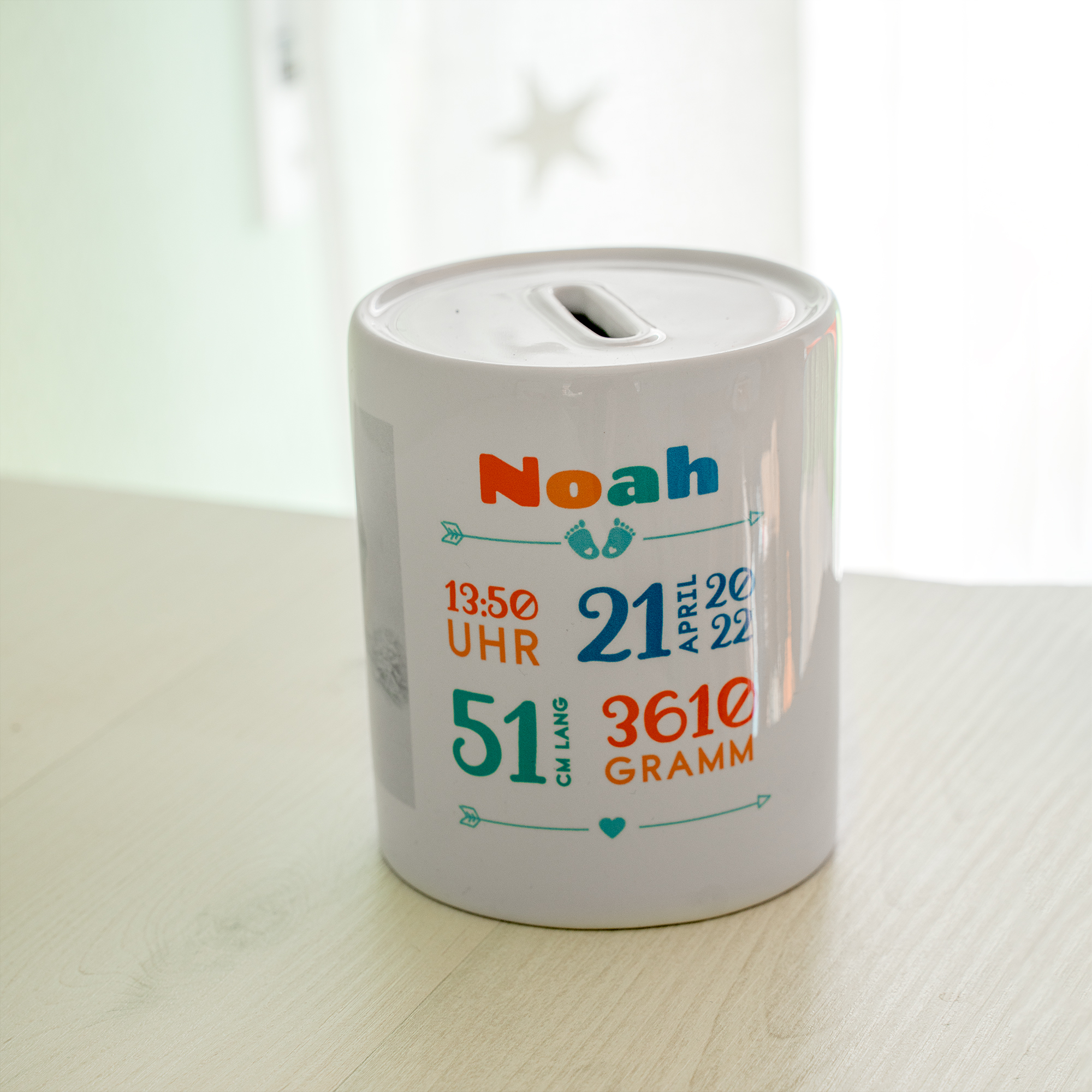 Tirelire Upper Class, couleur blanc, 36 pcs./carton