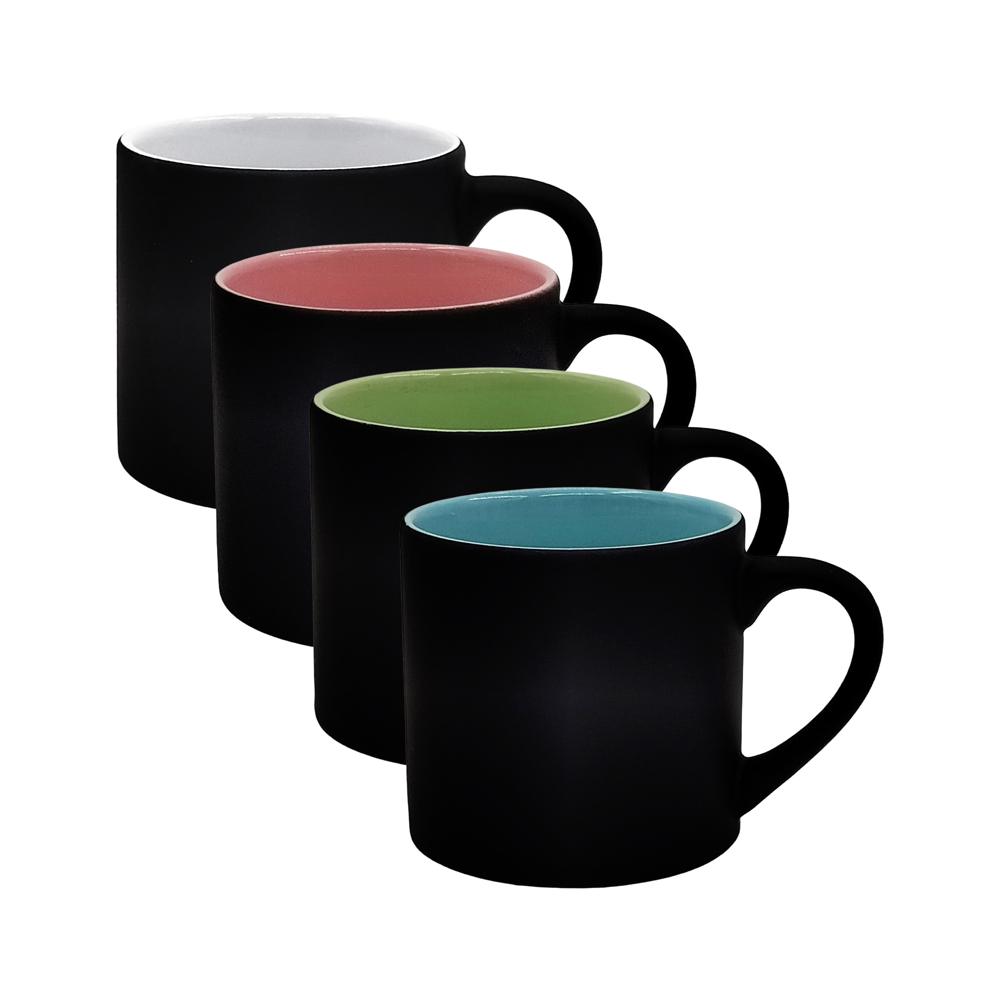 Laser mug BRUNO 6oz, coloured inside, matt black outside, various designs, hand wash recommended, 48 pcs./carton