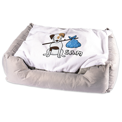 Couchette grise pour animaux avec coussin blanc sublimable, taille 65 x 55 cm, 1 pcs./pack, 15 pcs./carton