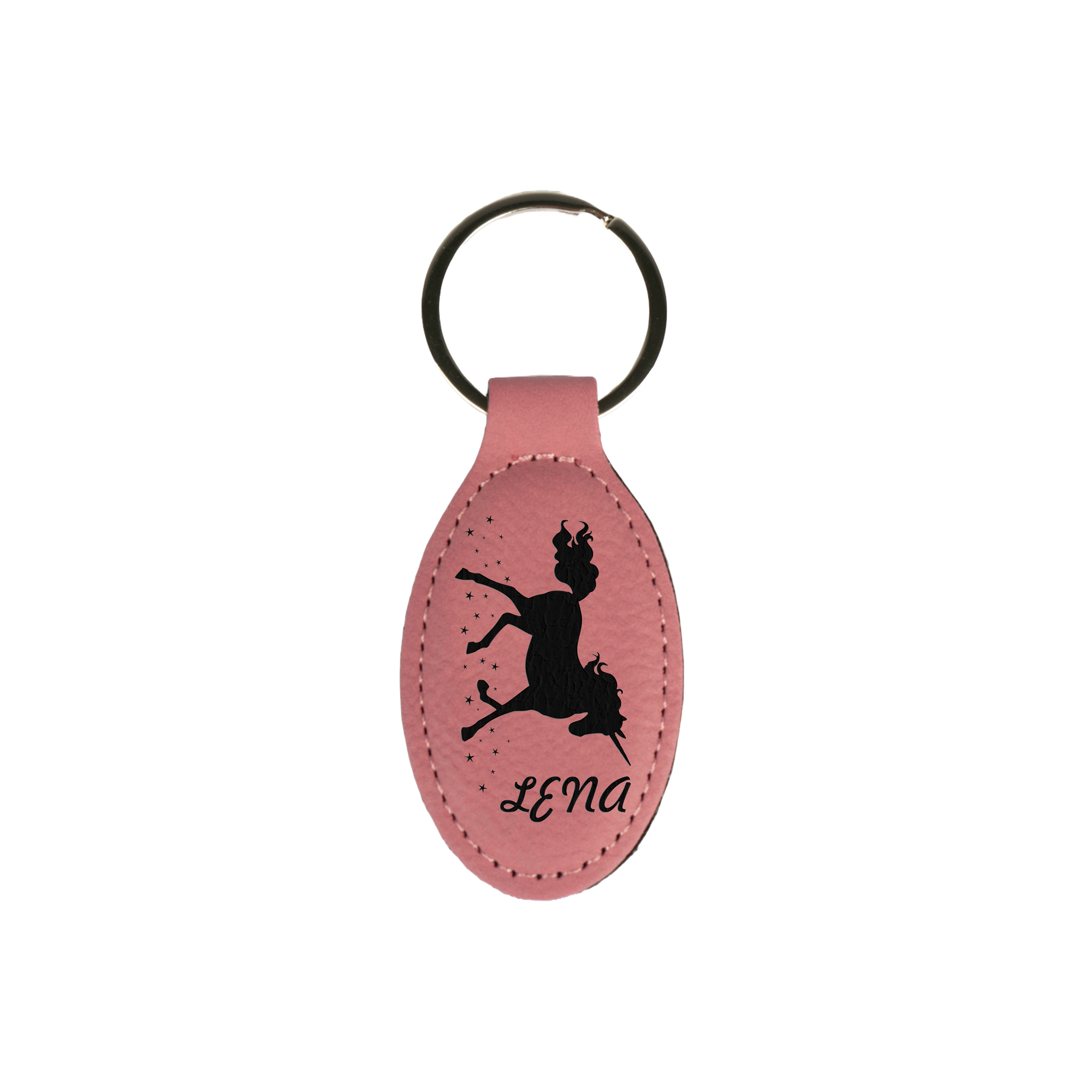 Porte-clés laser ovale en similicuir 40 x 75 mm, div. couleurs