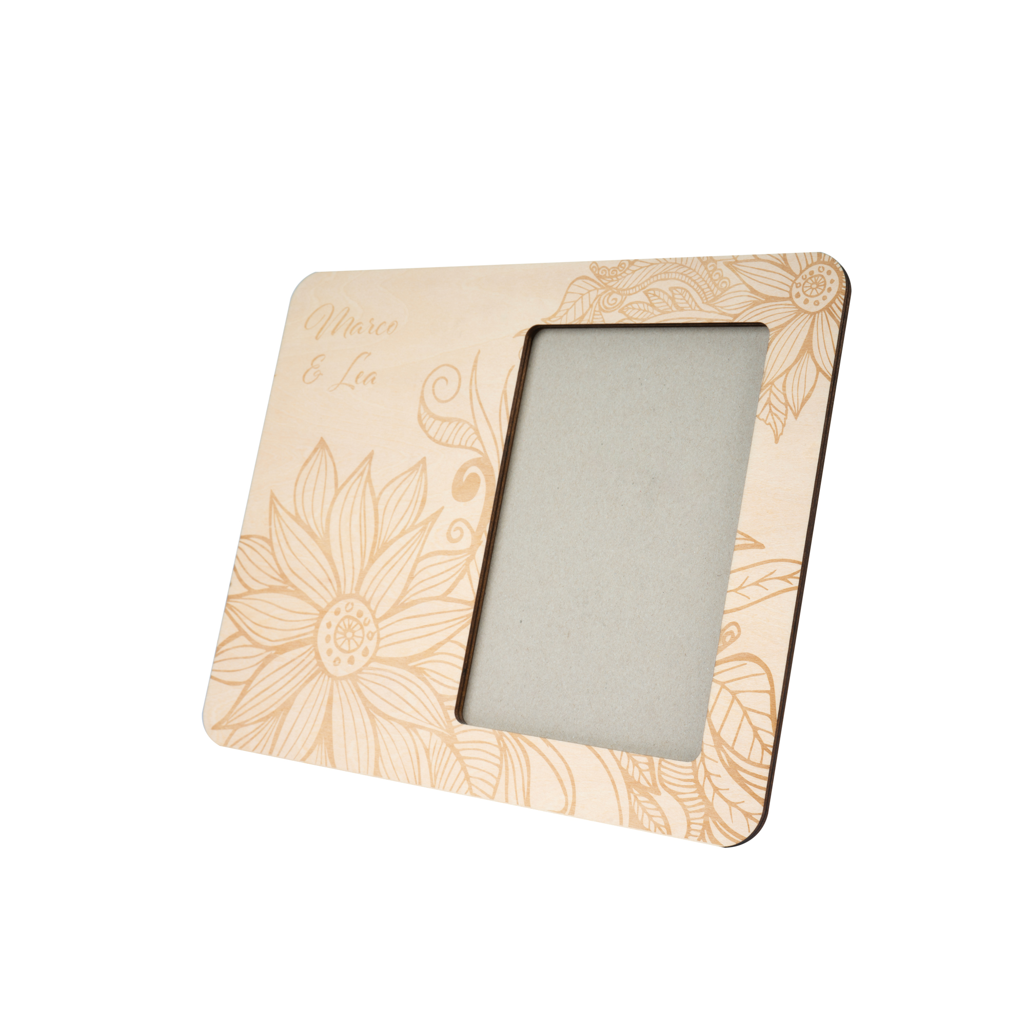 Cadre photo en contreplaqué 203 x 254 mm avec découpe photo 102 x 152 mm, couleur naturelle avec veines de bois, div. versions