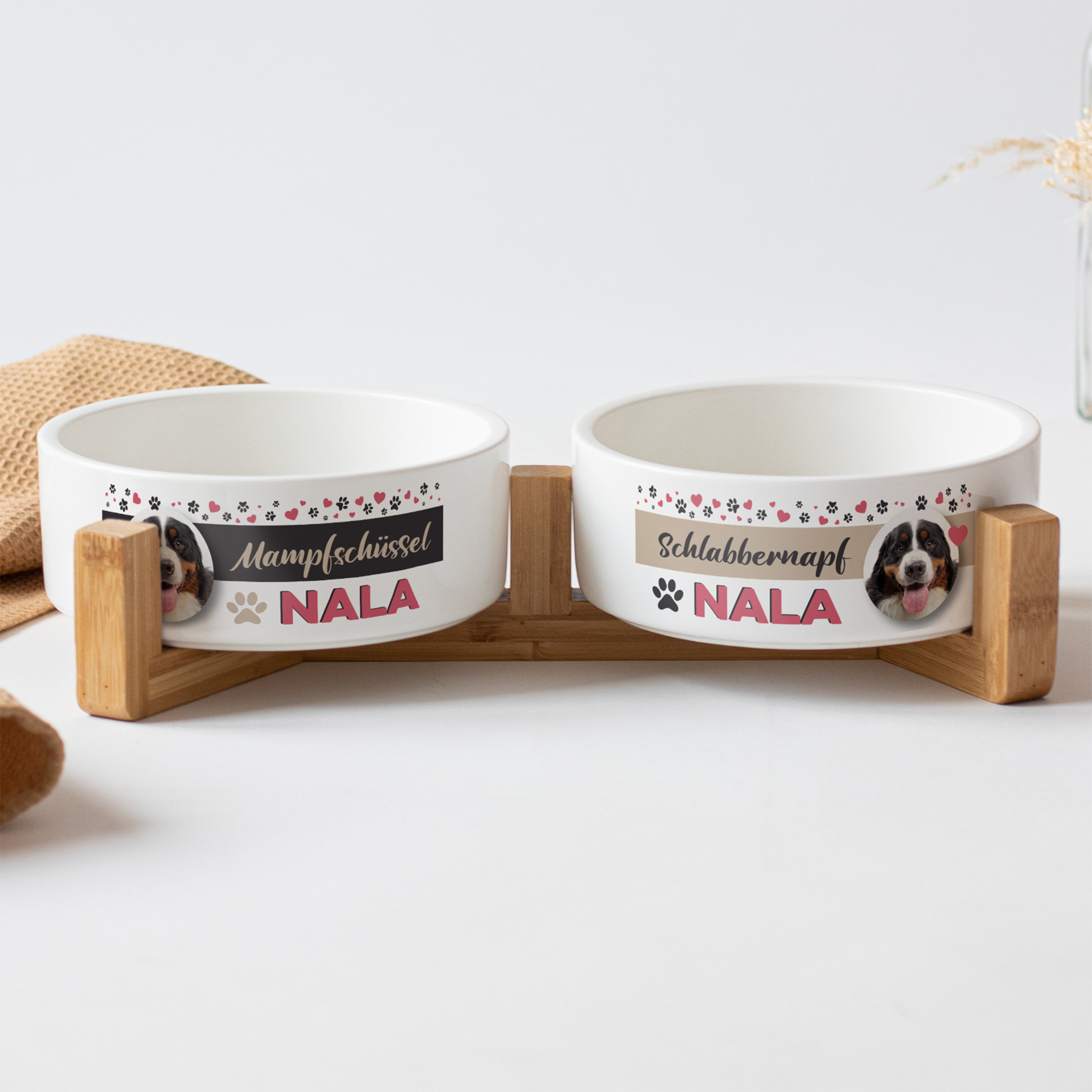 Support en bois de bambou pour bol en céramique KES-180, différentes variantes