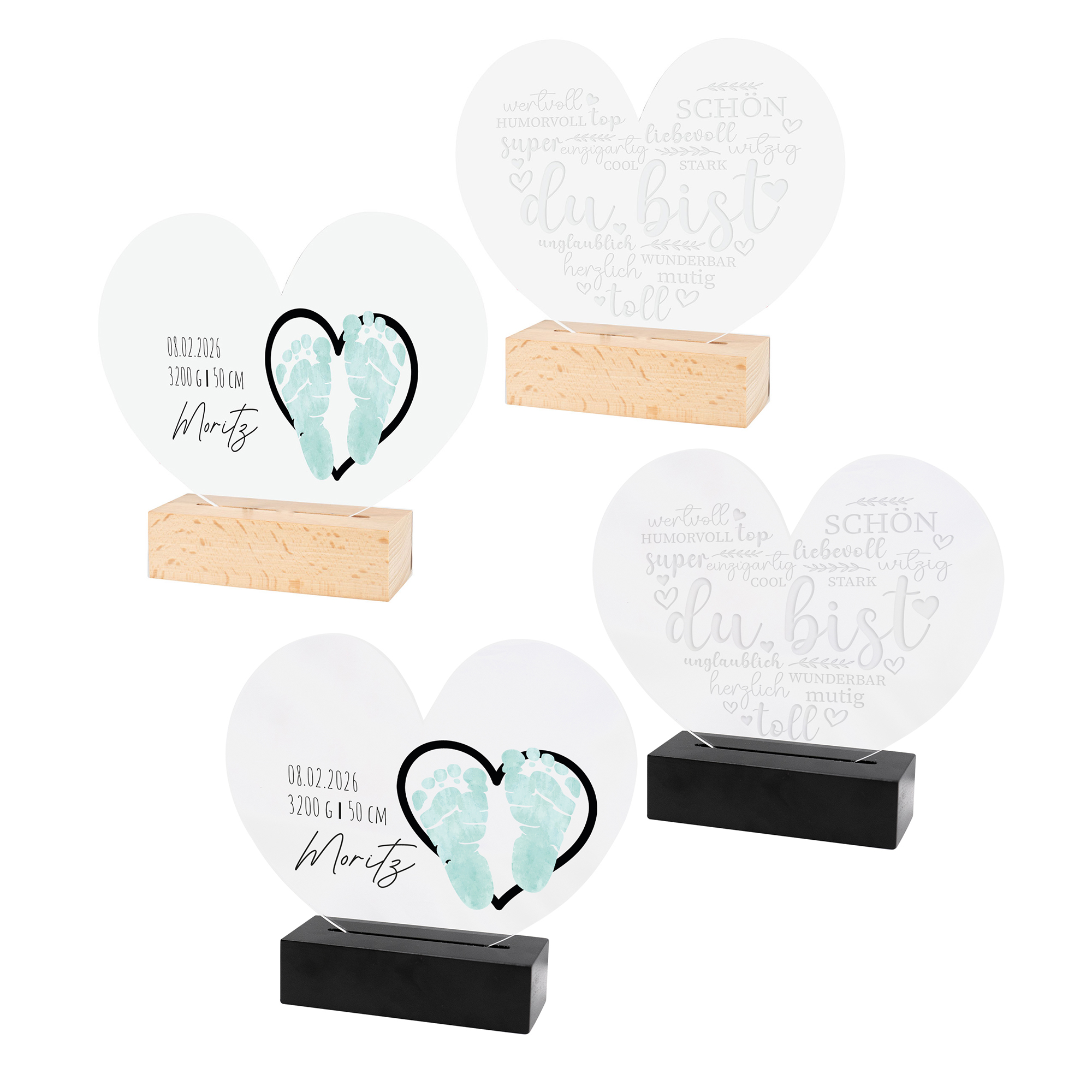 Présentoir en acrylique en forme de cœur, différents bundles